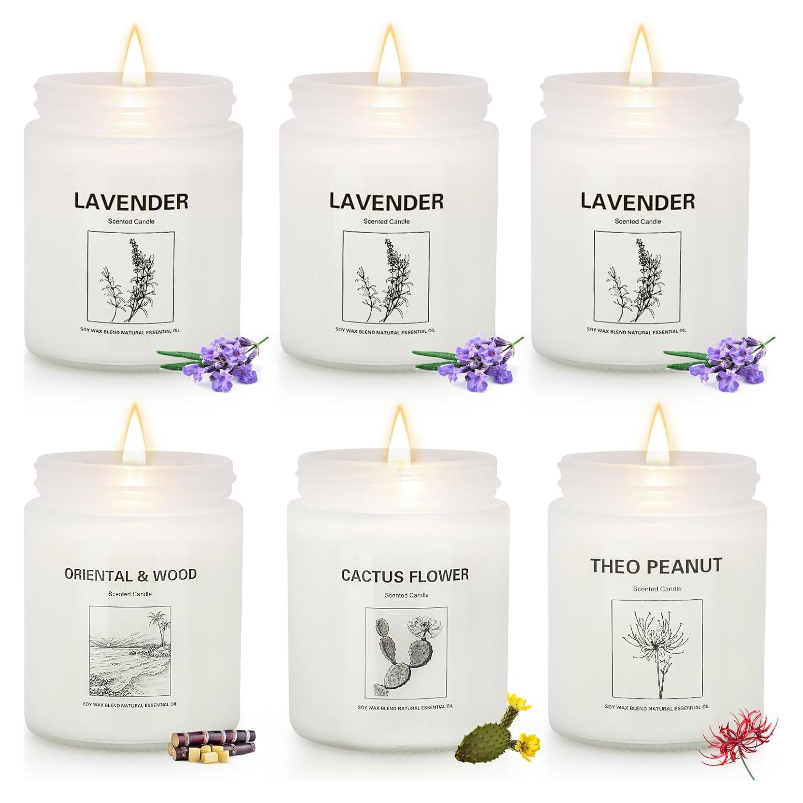 Set de Velas Aromáticas de Lavanda - Cera de Soya 6 Piezas