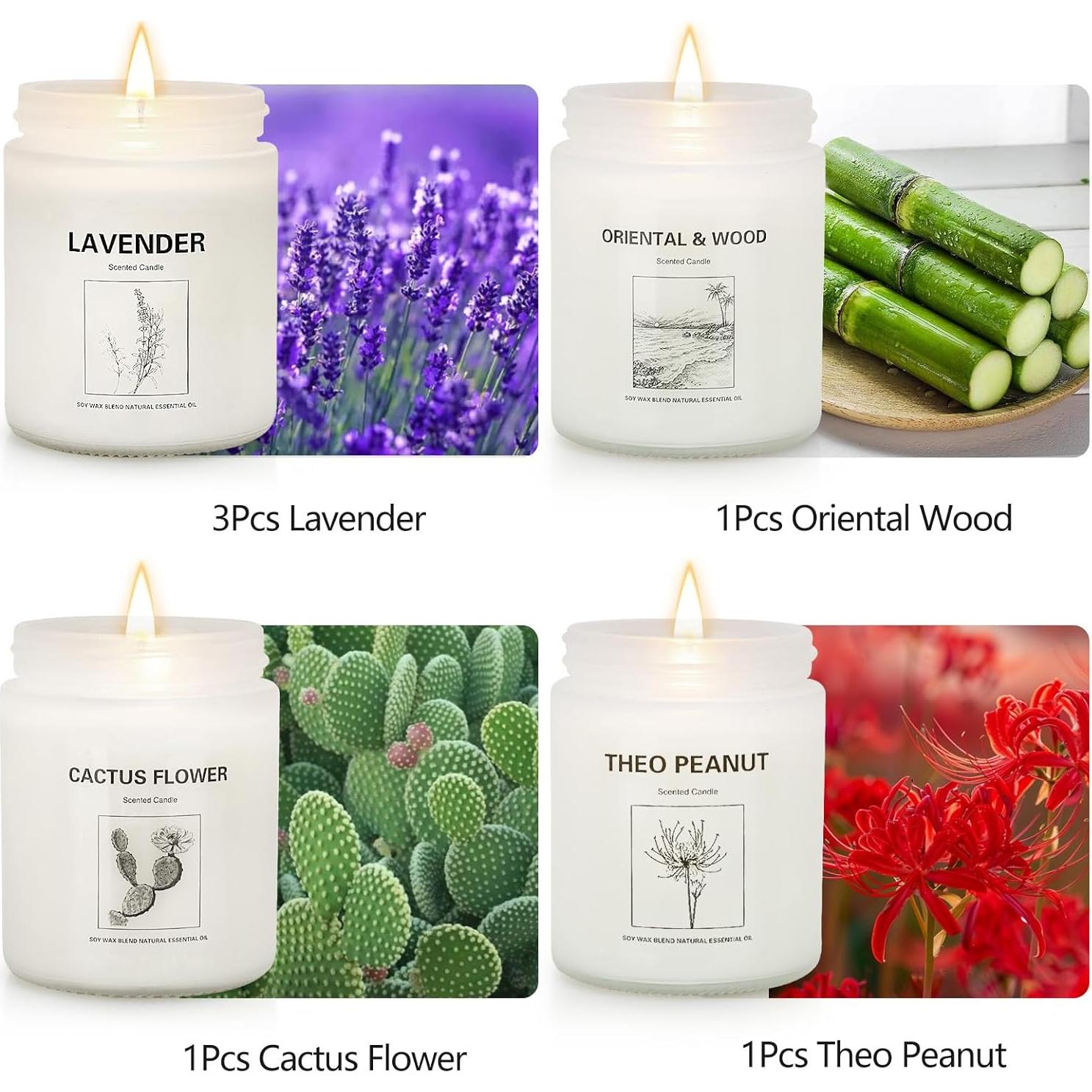 Set de Velas Aromáticas de Lavanda - Cera de Soya 6 Piezas