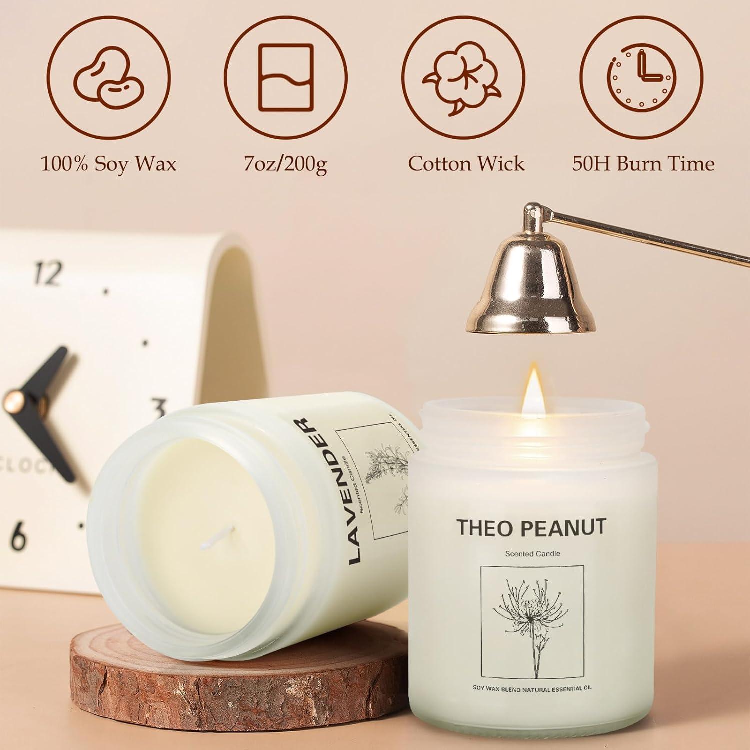 Set de Velas Aromáticas de Lavanda - Cera de Soya 6 Piezas