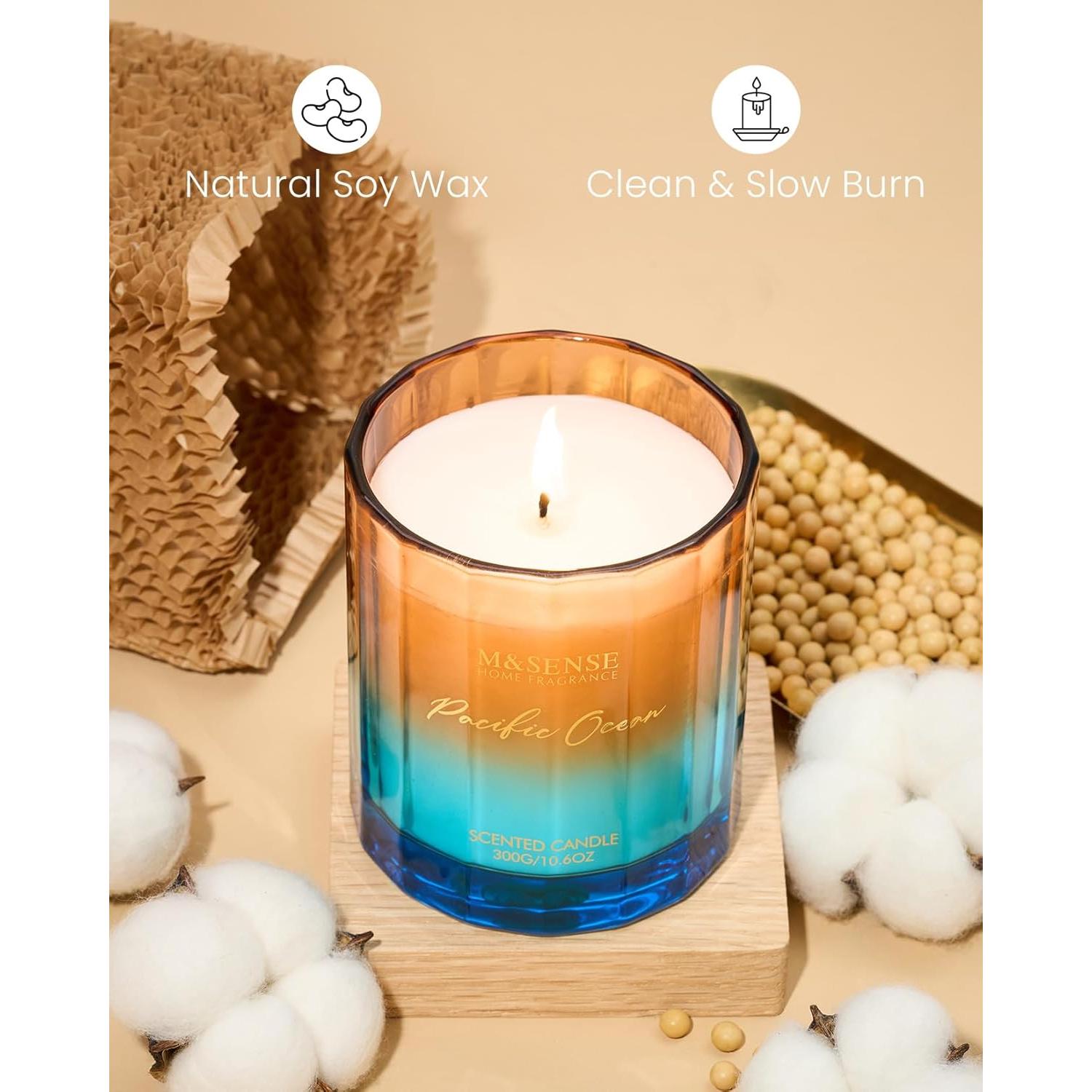 Vela Aromática M&SENSE Océano 300g Cera de Soja 60h Quema