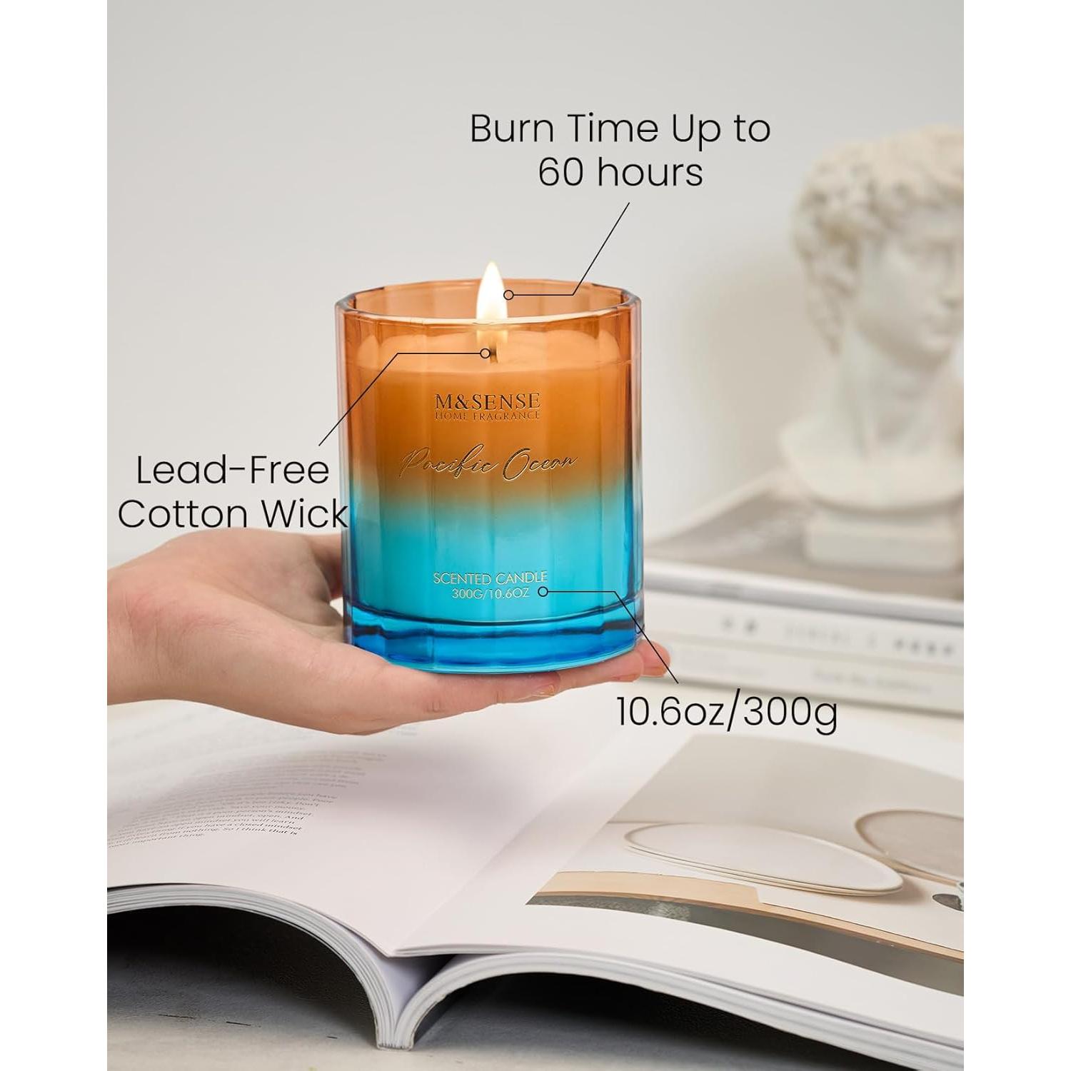 Vela Aromática M&SENSE Océano 300g Cera de Soja 60h Quema