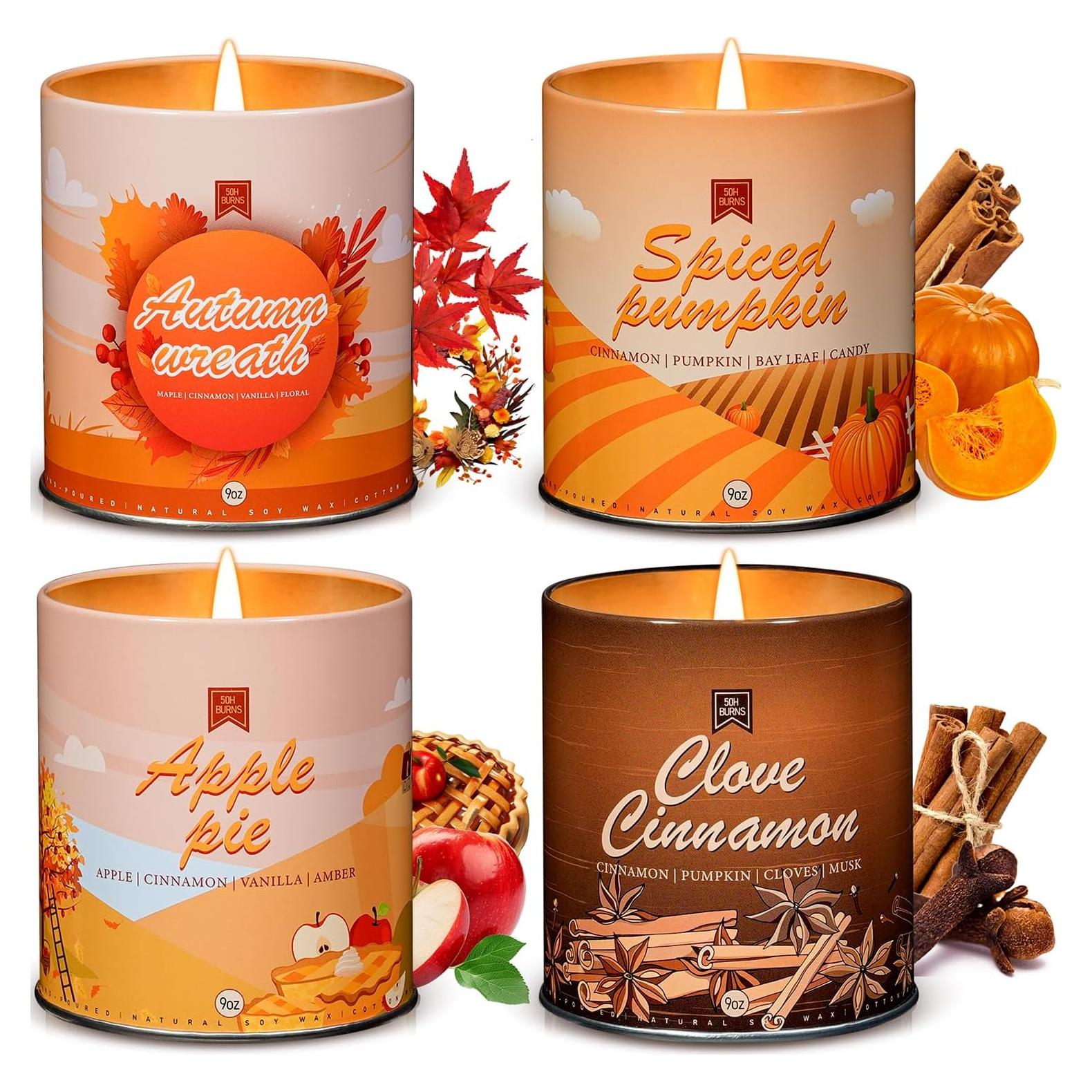 Juego de 4 Velas Aromáticas Otoñales C CACALOM 312g