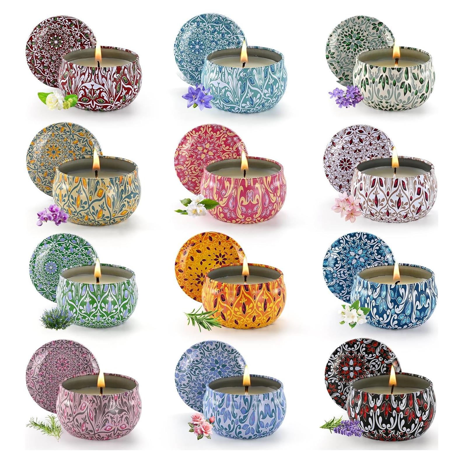 Juego de 12 Velas Aromáticas de Soja Obisesio - 70.87 g cada una