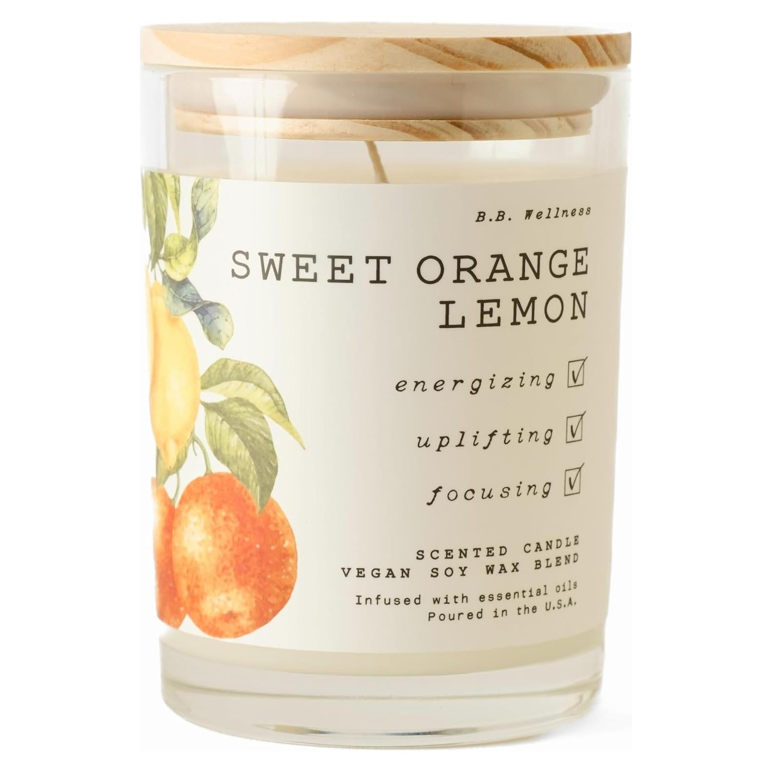 Vela de Cera de Soja Vegana B.B. Wellness 255 g Naranja Dulce Limón