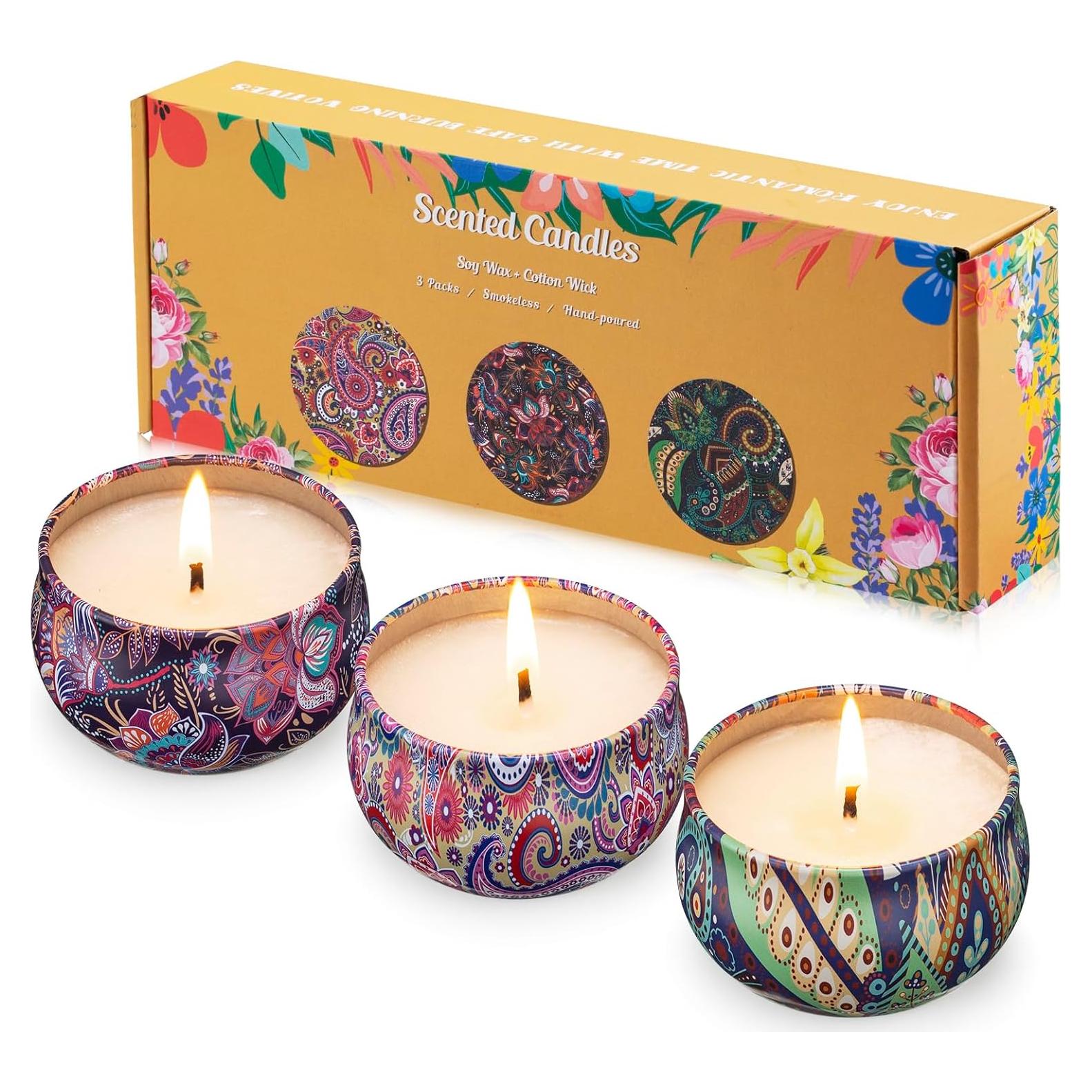 Set de 3 Velas Aromáticas Hausware - Soja 70.9g - Lavanda, Vainilla, Rosa