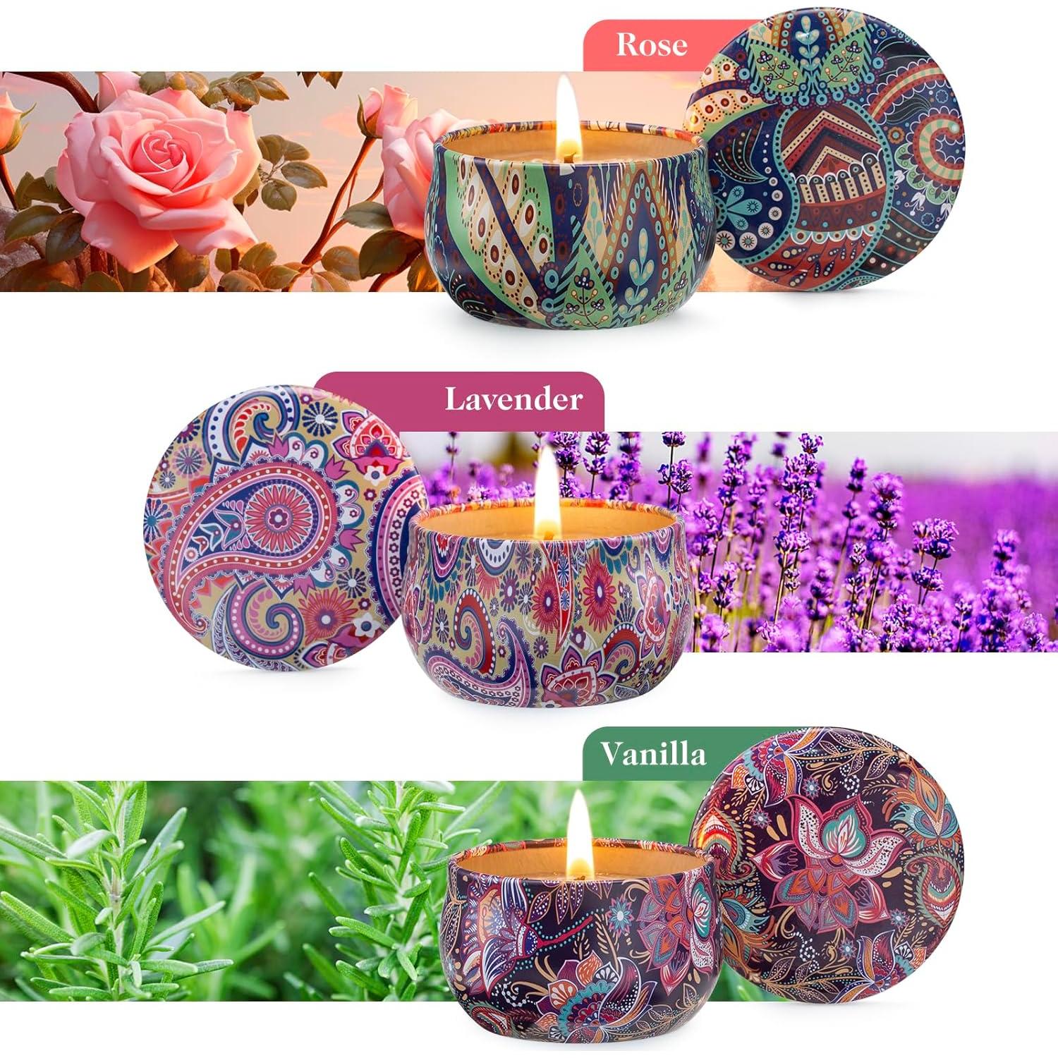 Set de 3 Velas Aromáticas Hausware - Soja 70.9g - Lavanda, Vainilla, Rosa