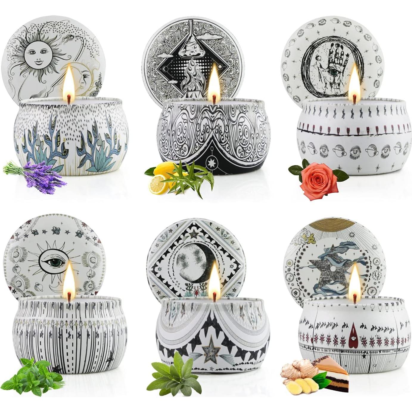 Juego de 6 Velas Aromáticas de Soja BXGRH - 200 Horas