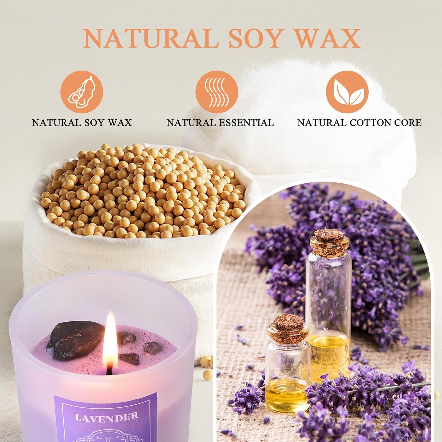 Set de 3 Velas Aromáticas de Soja LURNOFY 15Oz Lavanda/Vainilla/Rosa