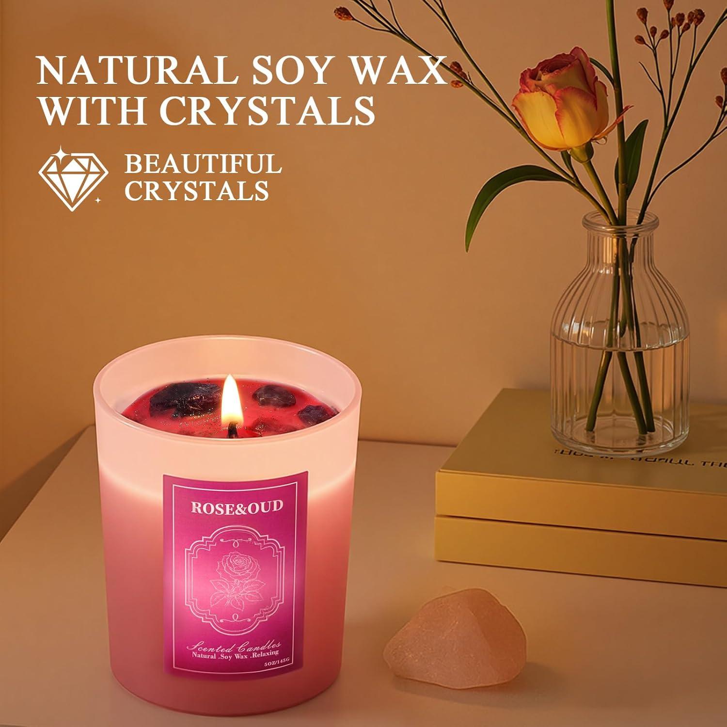 Set de 3 Velas Aromáticas de Soja LURNOFY 15Oz Lavanda/Vainilla/Rosa