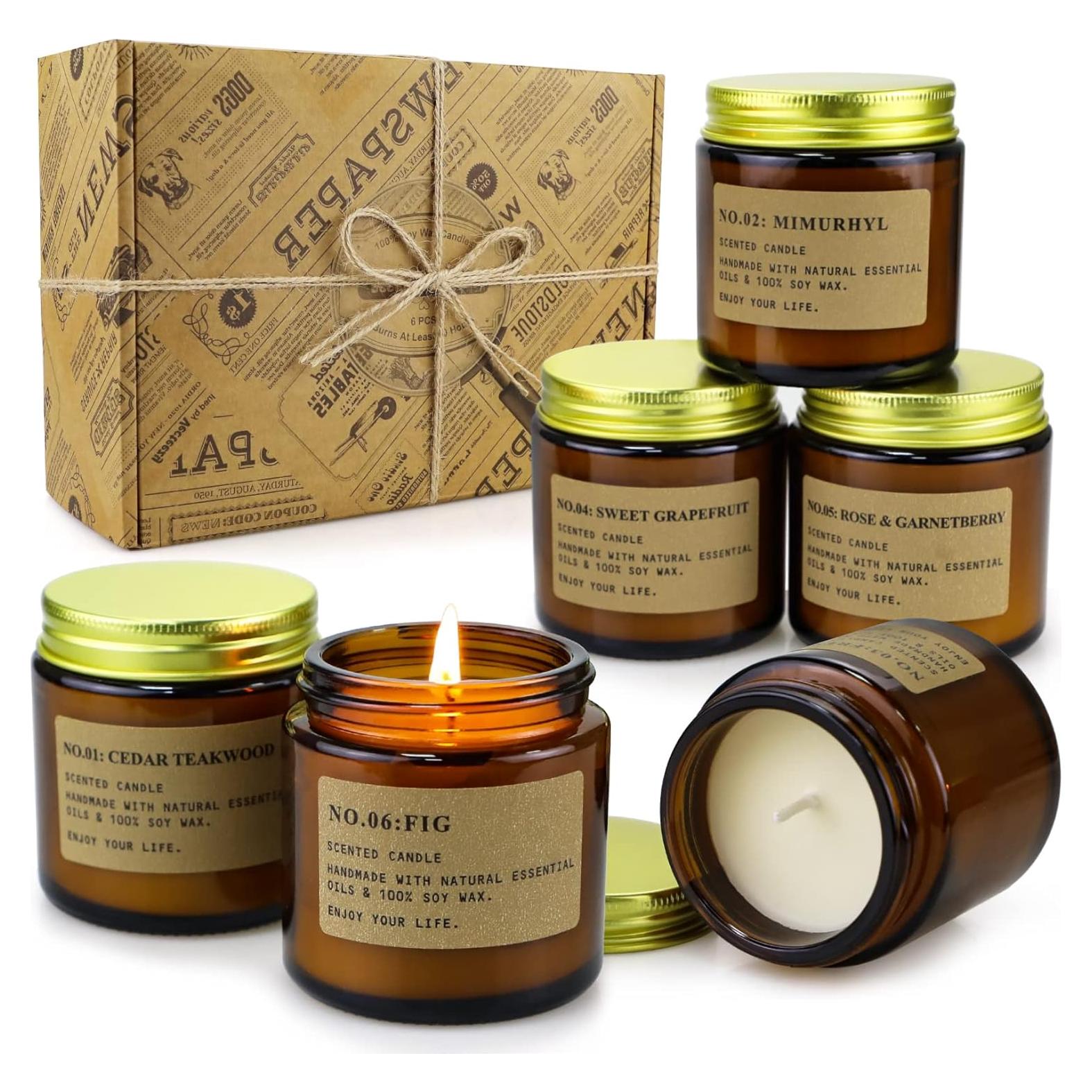 Set de 6 Velas Aromáticas de Soja Natural - Cera de Soja - Regalos