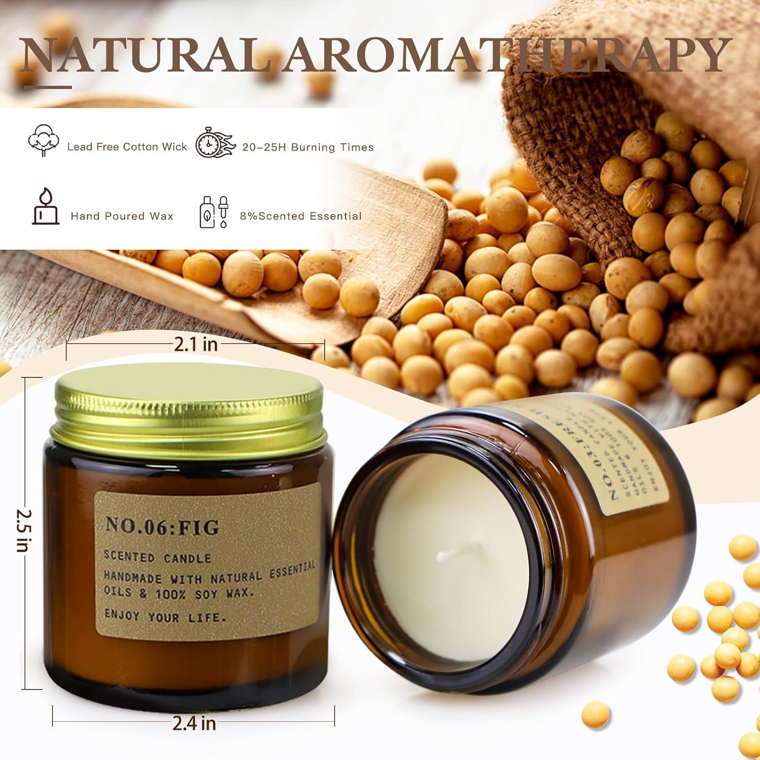 Set de 6 Velas Aromáticas de Soja Natural - Cera de Soja - Regalos