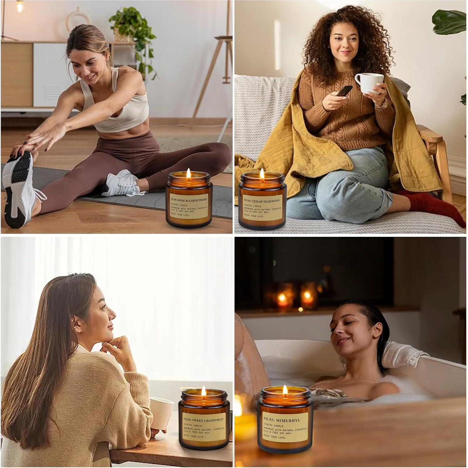Set de 6 Velas Aromáticas de Soja Natural - Cera de Soja - Regalos