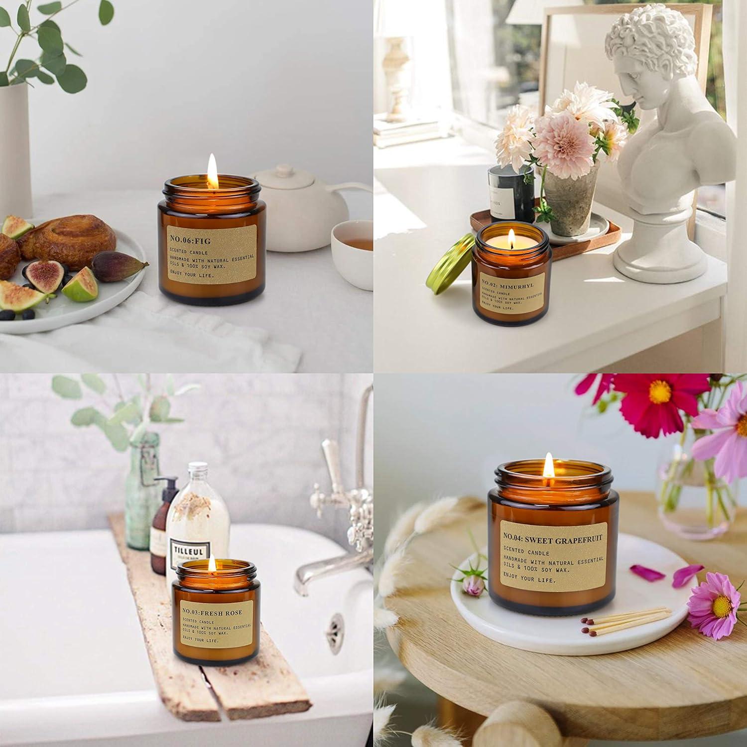 Set de 6 Velas Aromáticas de Soja Natural - Cera de Soja - Regalos