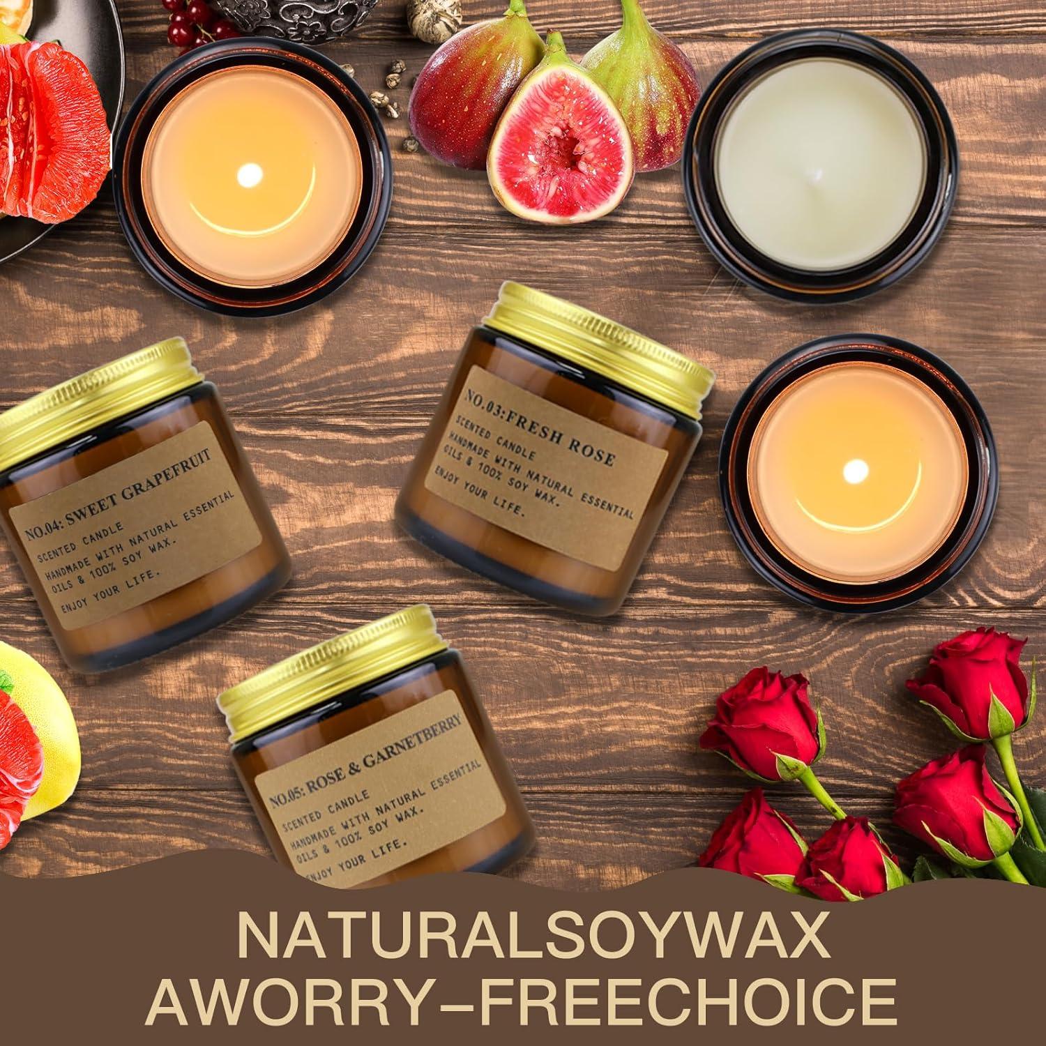 Set de 6 Velas Aromáticas de Soja Natural - Cera de Soja - Regalos