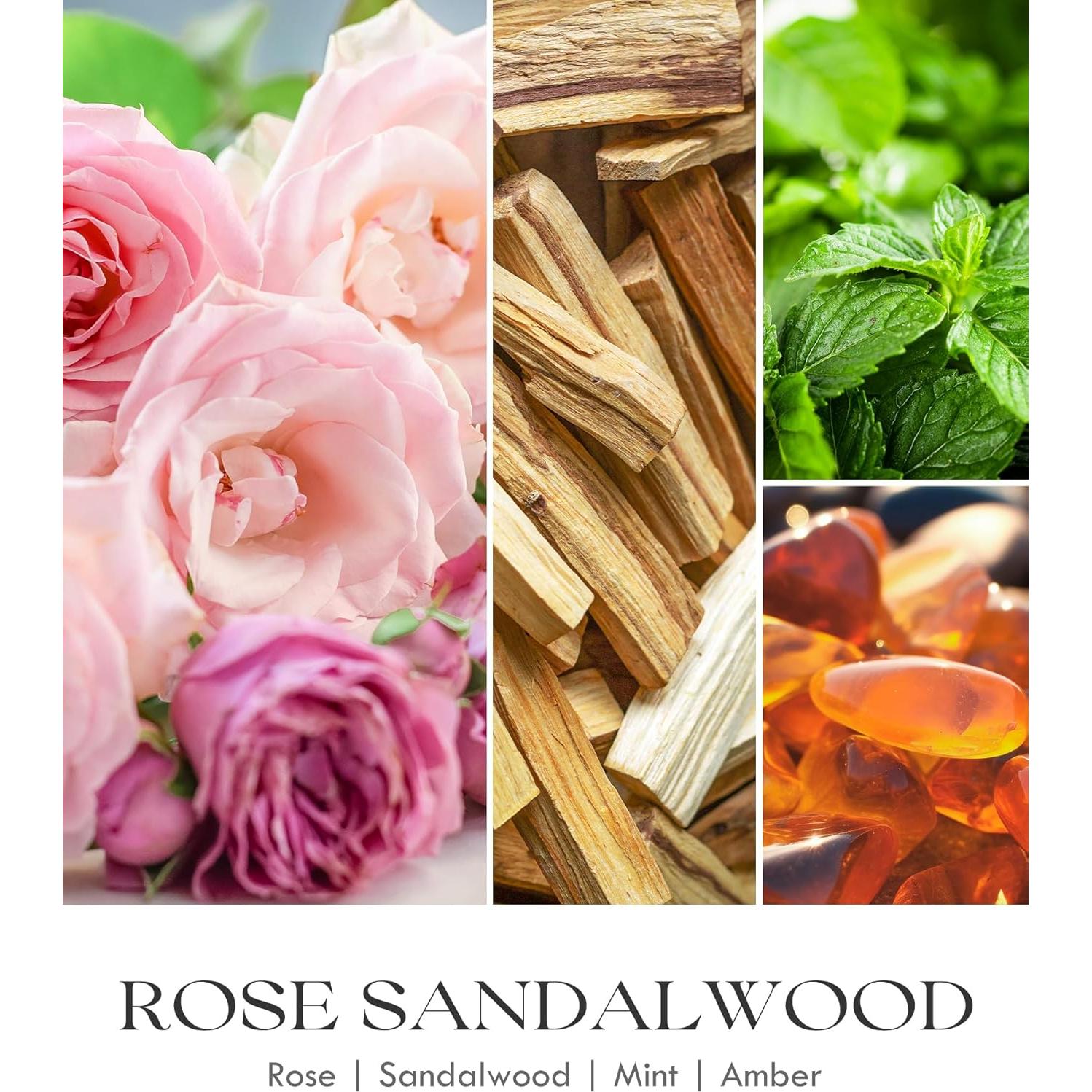 Vela Aromática de Soja AOOVOO 622 g Rosa y Sándalo - 120 Horas