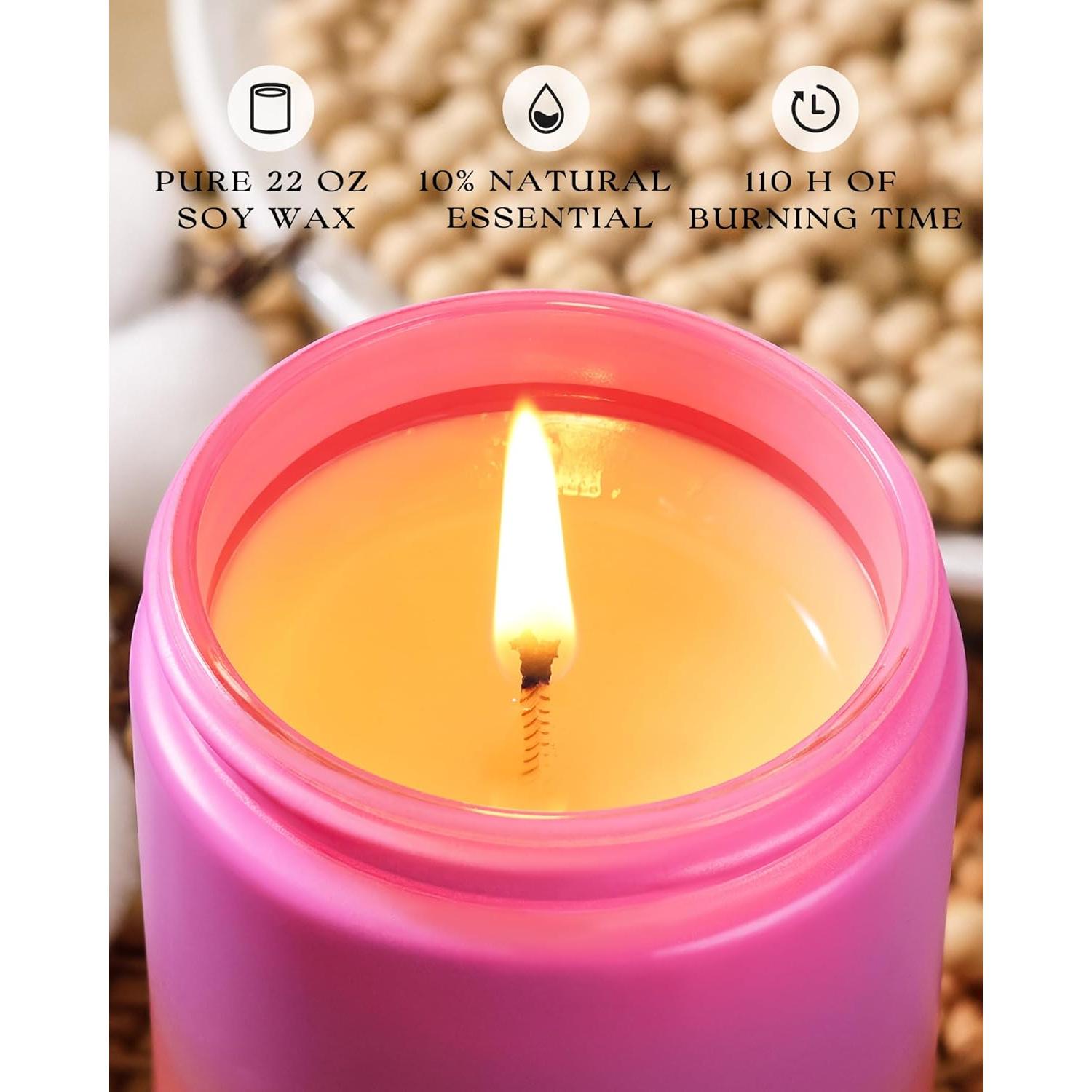 Vela Aromática de Soja AOOVOO 622 g Rosa y Sándalo - 120 Horas