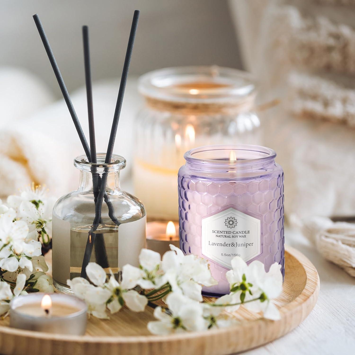 Juego de 6 Velas Aromáticas de Soja Moradas - 240 Horas