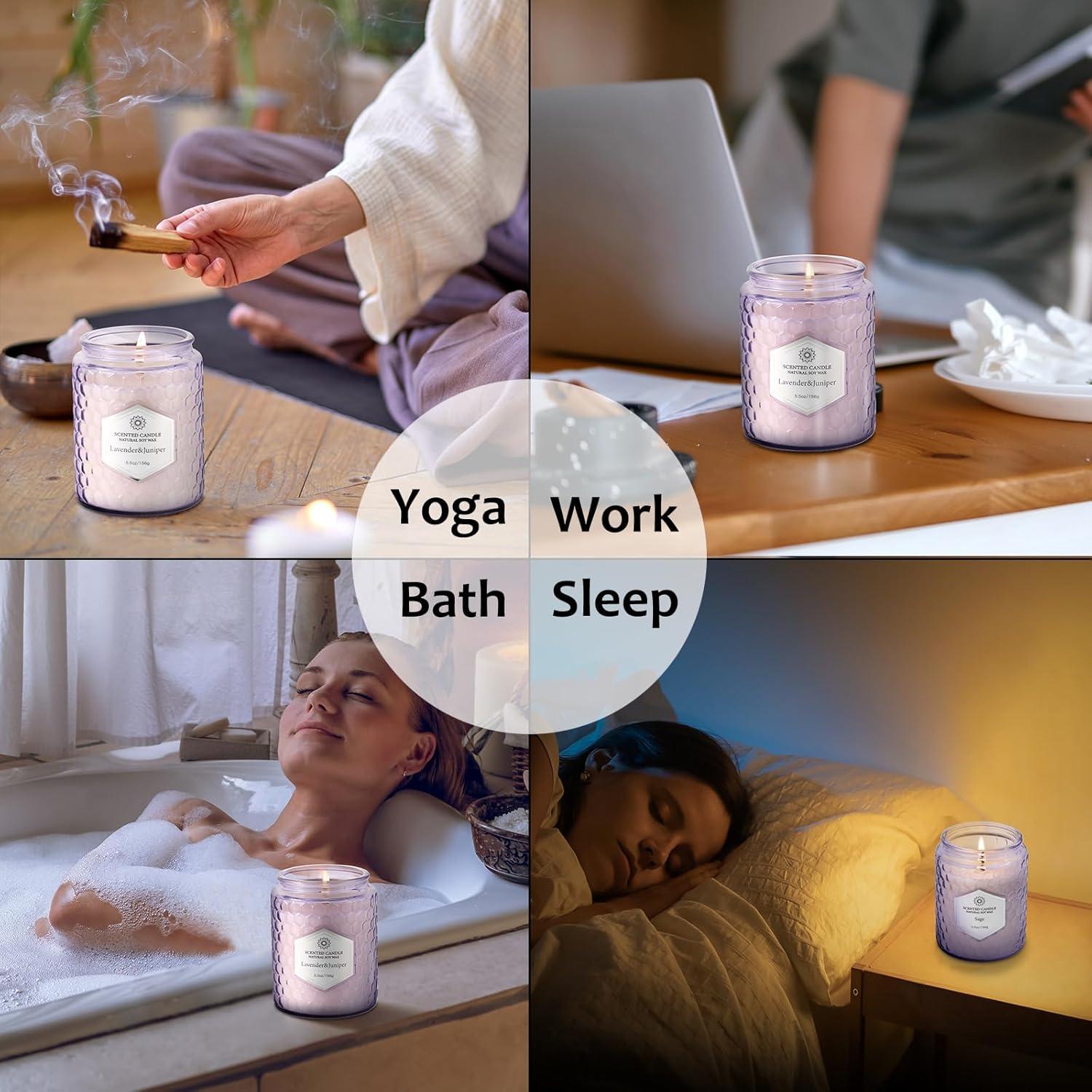 Juego de 6 Velas Aromáticas de Soja Moradas - 240 Horas