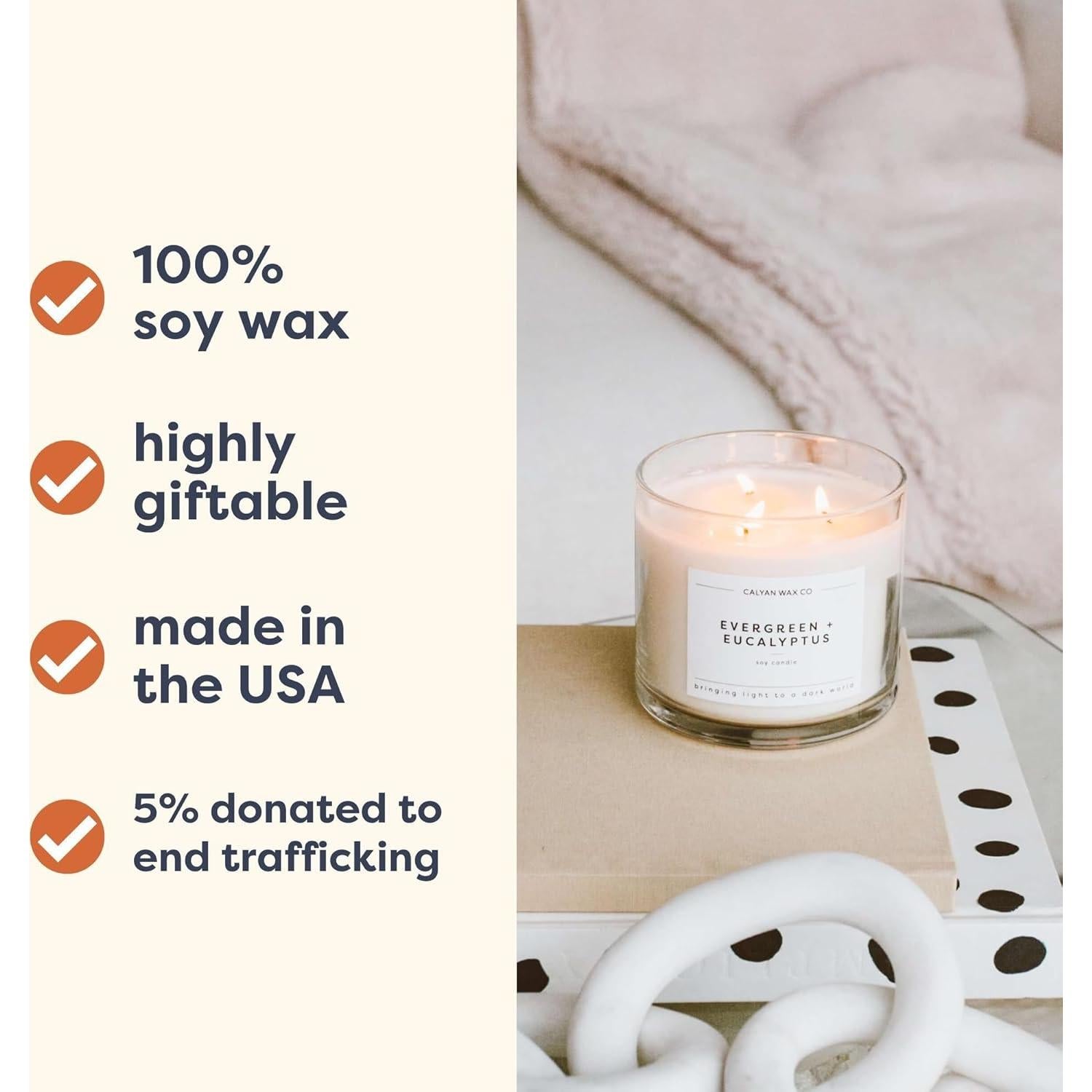 Vela Aromática de Soja Calyan Wax Co. 3 Mechas Mar y Cítricos 422.5g