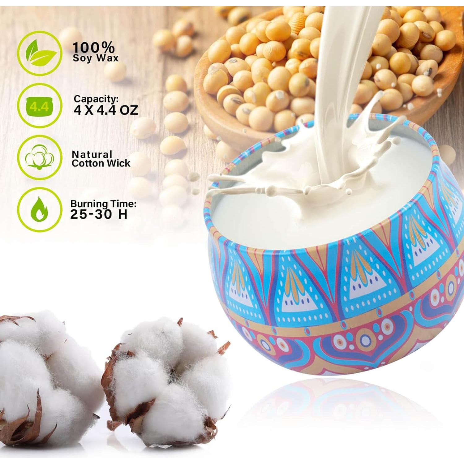 Set de 4 Velas Aromáticas LIVILLA de Cera de Soja 125g