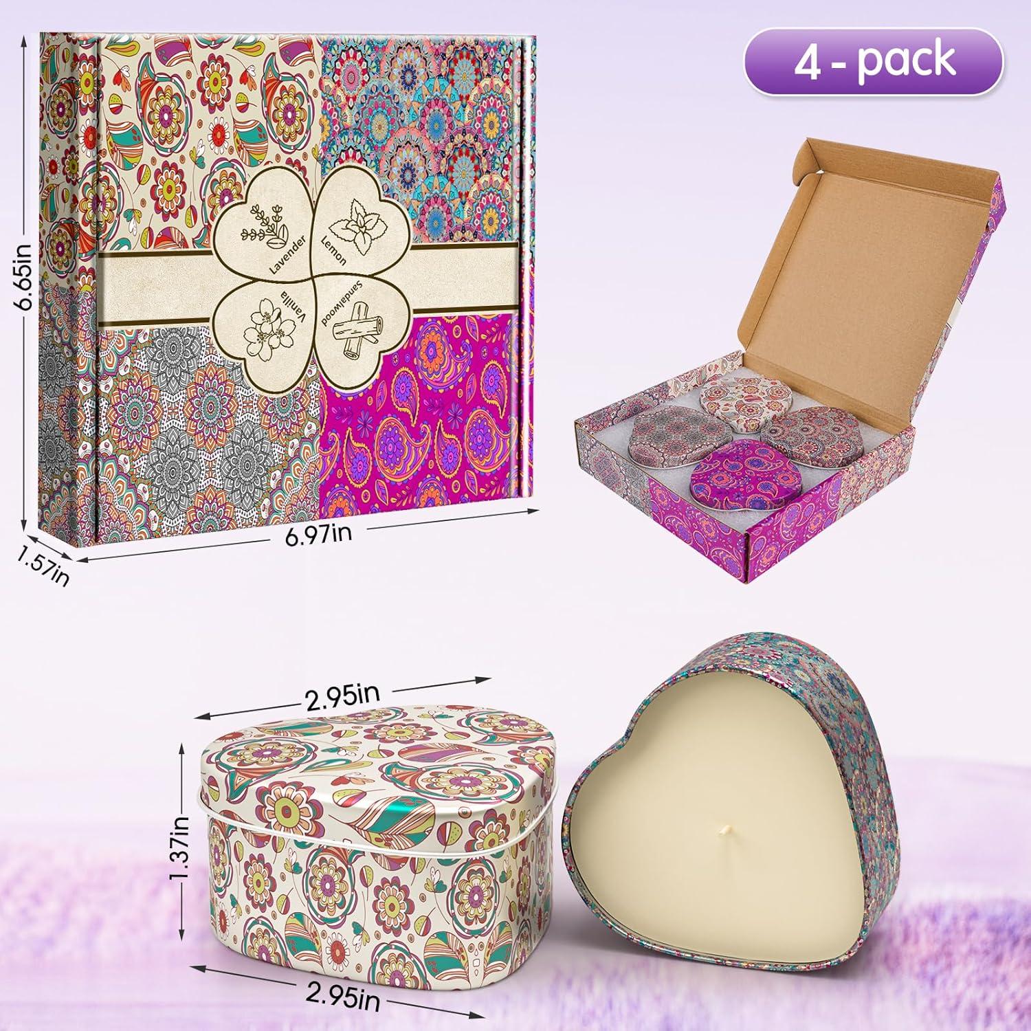 Set de 4 Velas Aromáticas WarmEmbrace - Lavanda, Vainilla, Sándalo, Limón