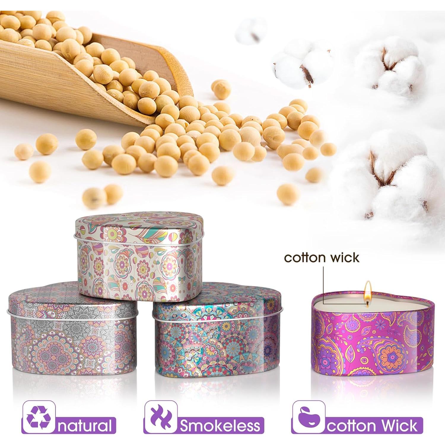 Set de 4 Velas Aromáticas WarmEmbrace - Lavanda, Vainilla, Sándalo, Limón