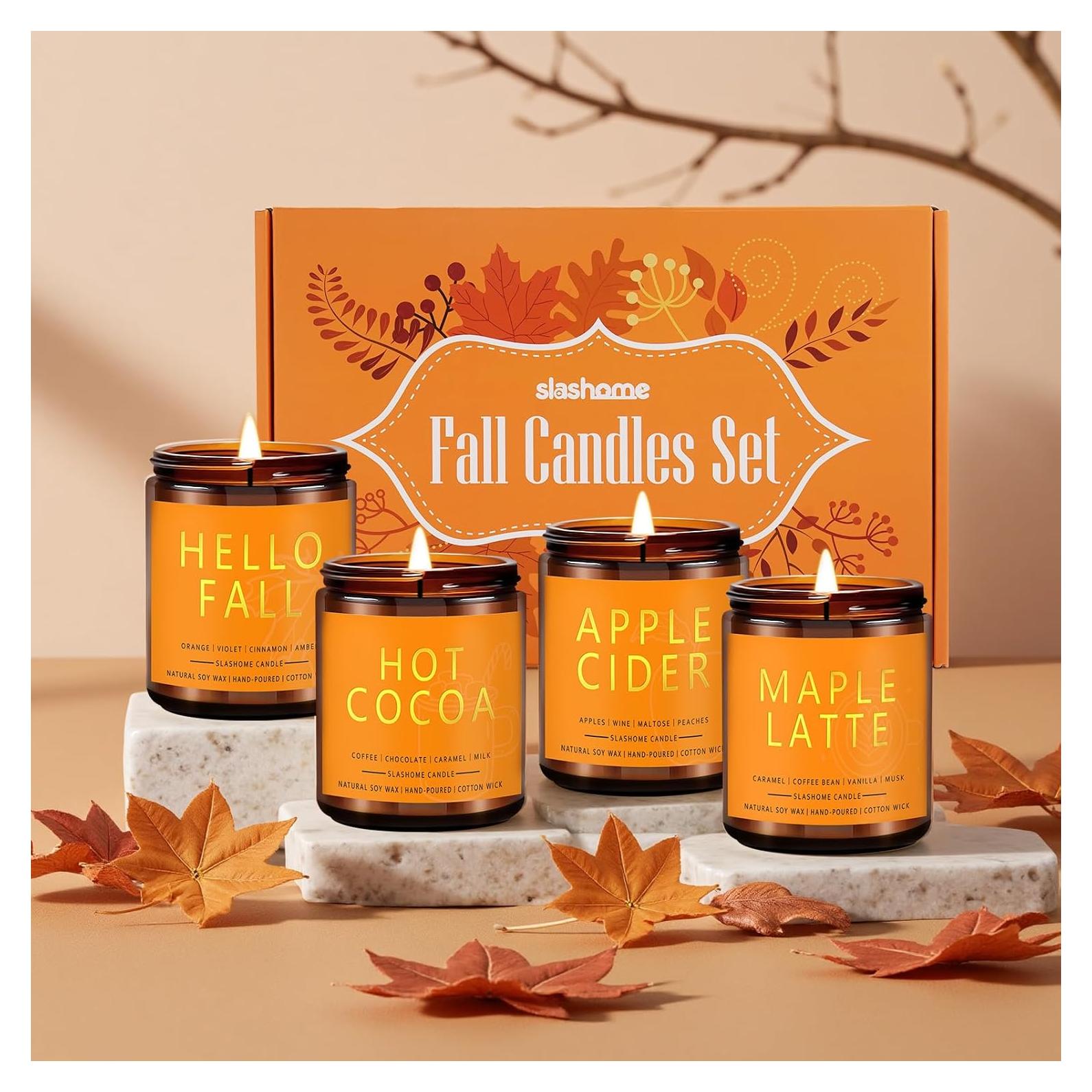 Juego de Velas Aromáticas de Otoño Slashome - 4 Fragancias