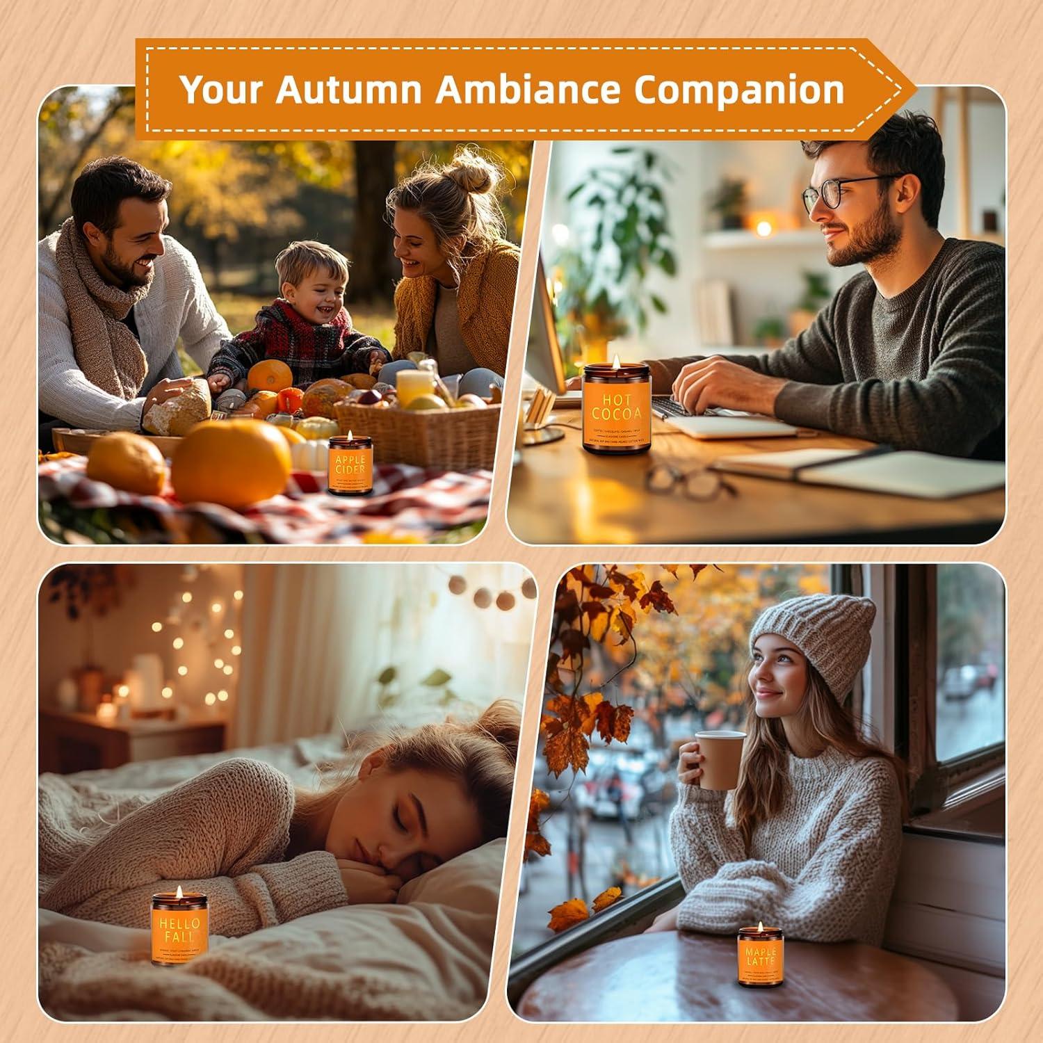 Juego de Velas Aromáticas de Otoño Slashome - 4 Fragancias