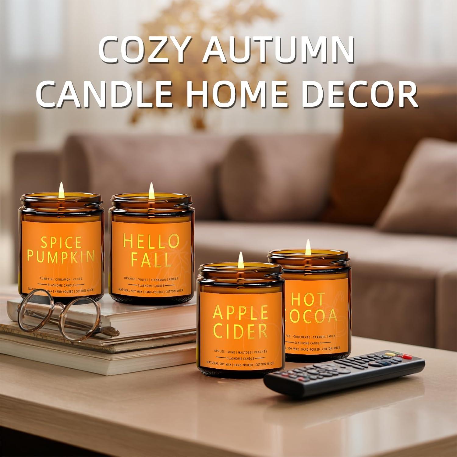 Juego de Velas Aromáticas de Otoño Slashome - 4 Fragancias