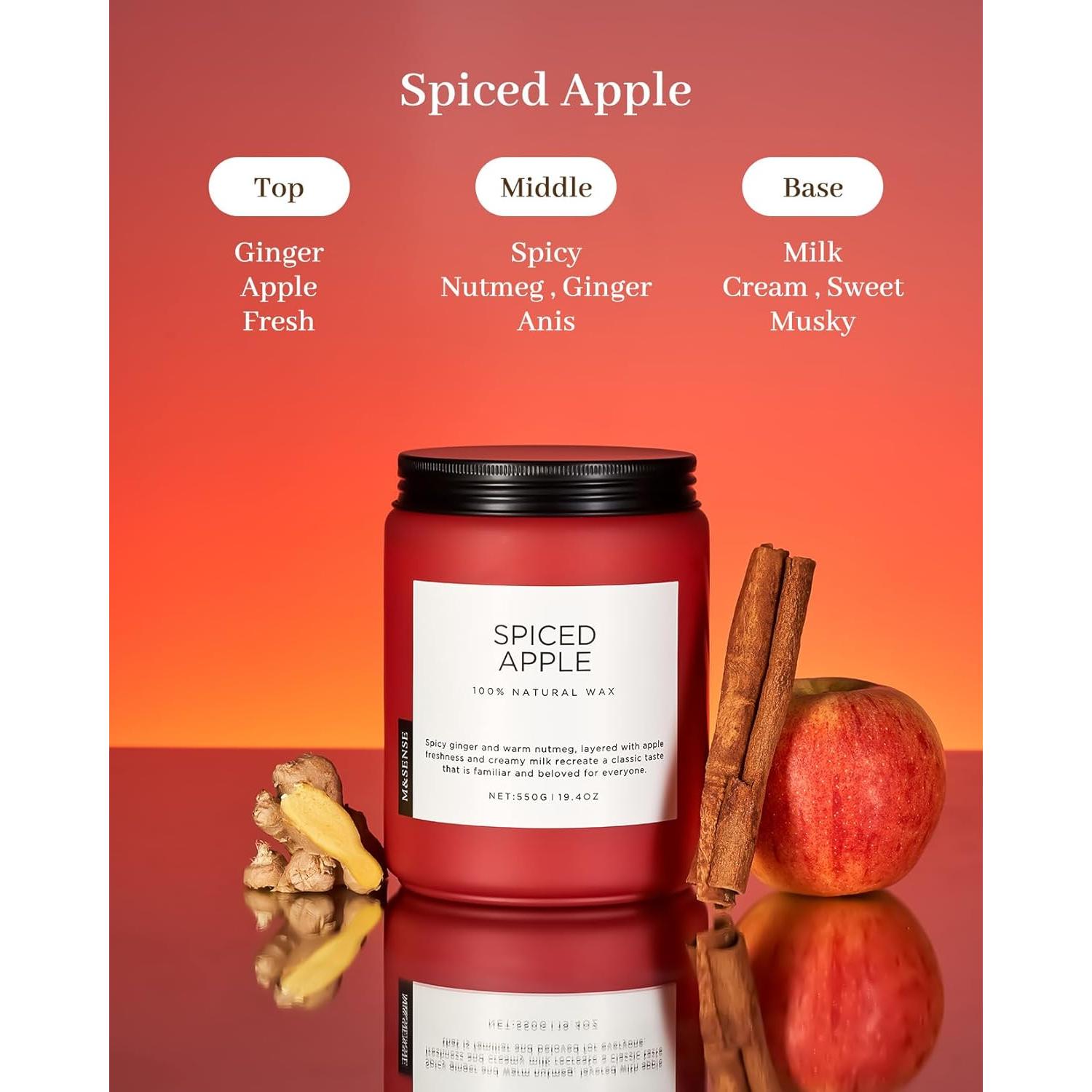 M&SENSE Vela Aromática Manzana Especiada 550g Tarro Grande