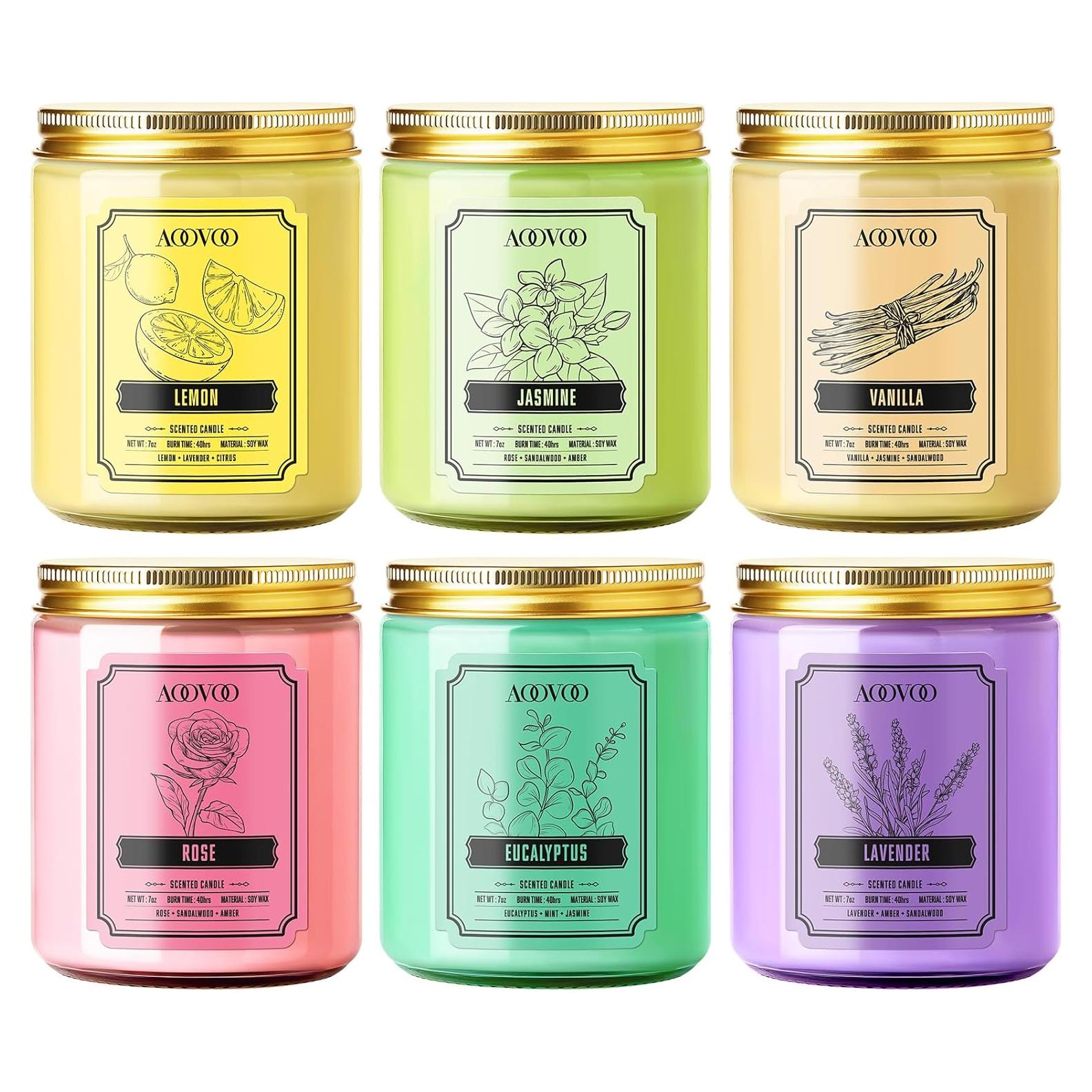 Set de 6 Velas Aromáticas AOOVOO de Soja - 300 Horas