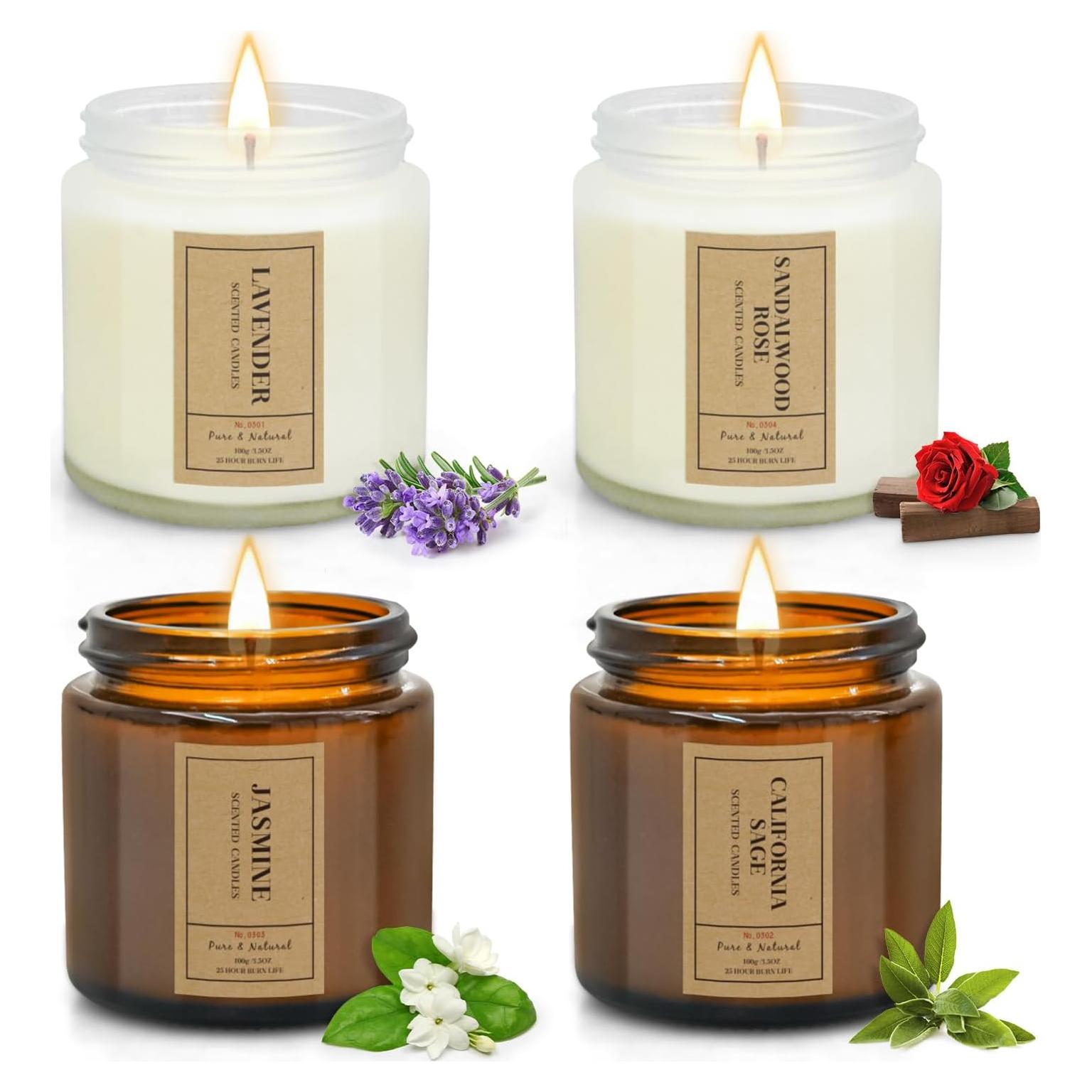 Set de 4 Velas Aromáticas FOMICO - Cera de Soja, 100 Horas