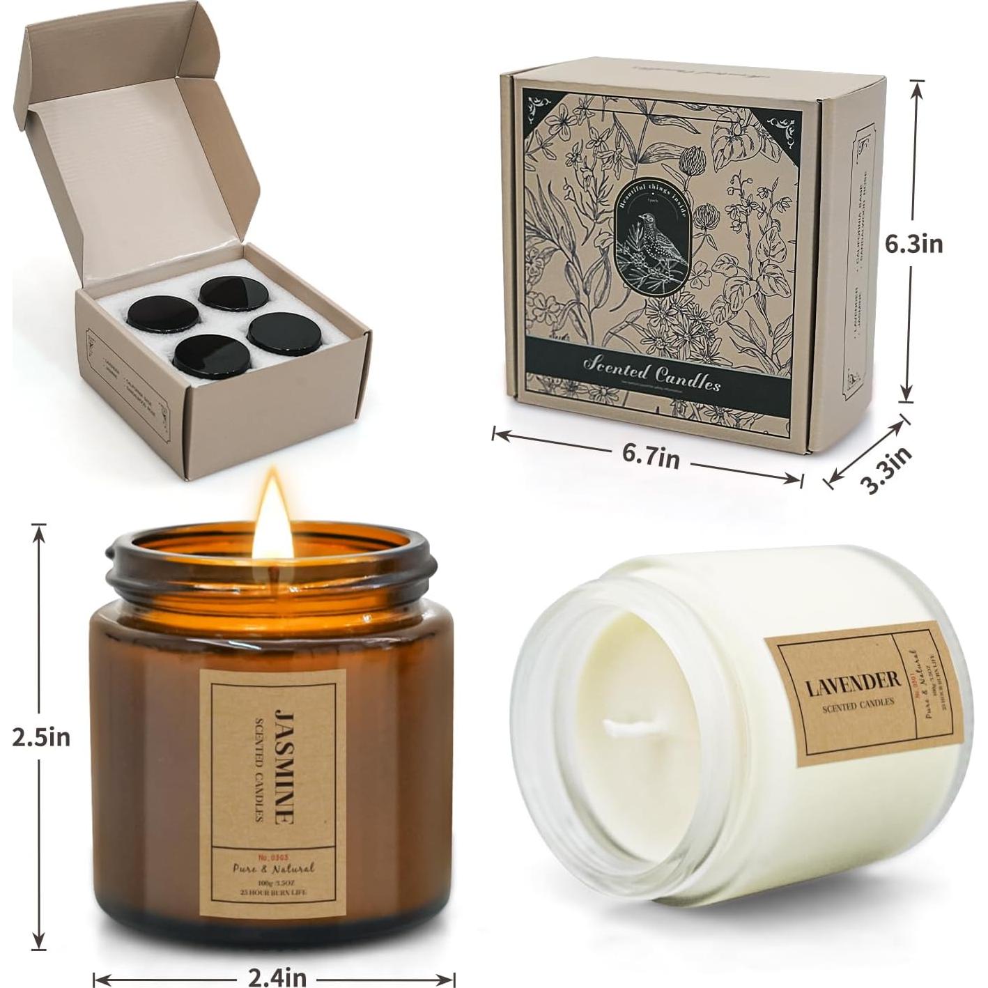 Set de 4 Velas Aromáticas FOMICO - Cera de Soja, 100 Horas