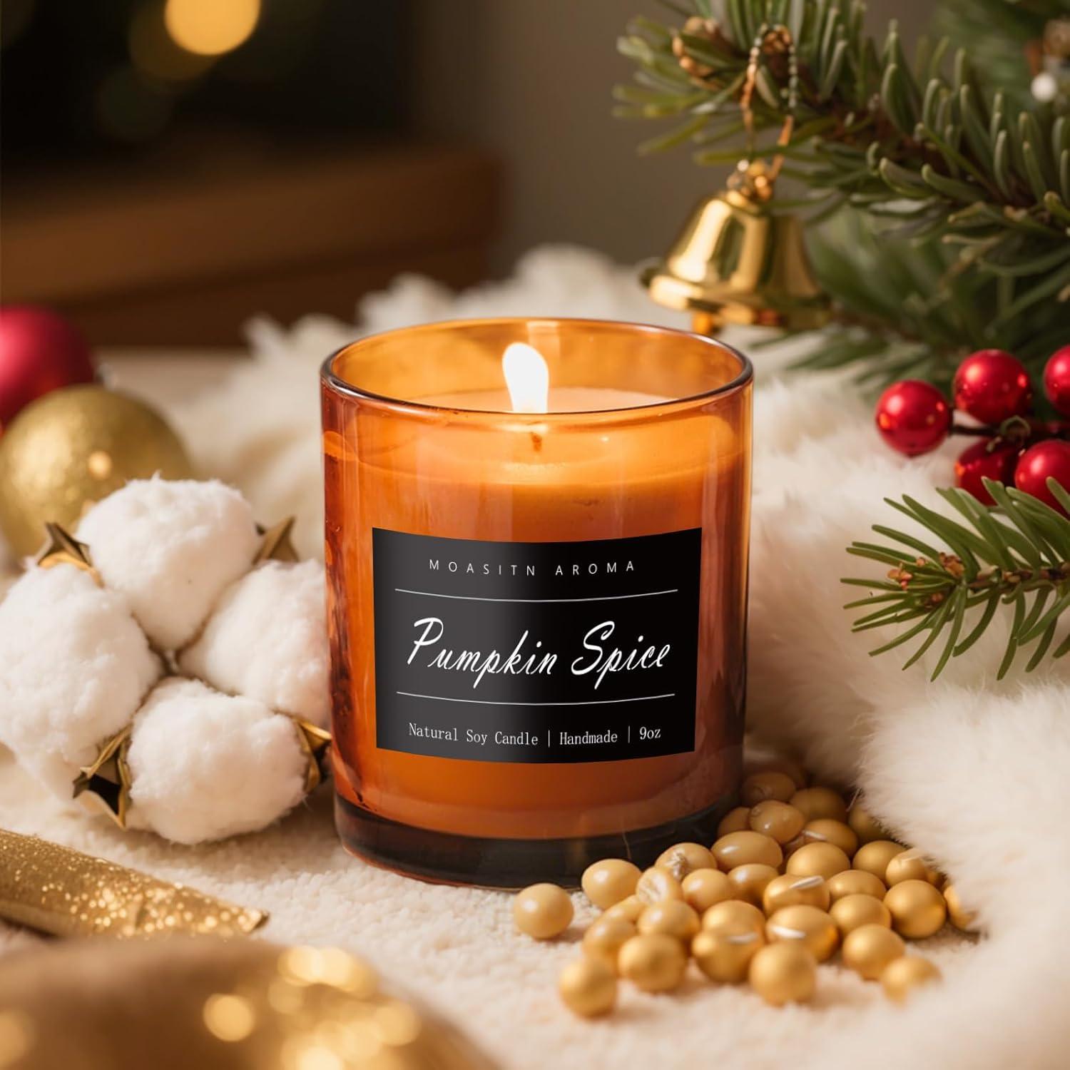 Vela Aromática MOASITN 255g Especias de Calabaza Hecha a Mano