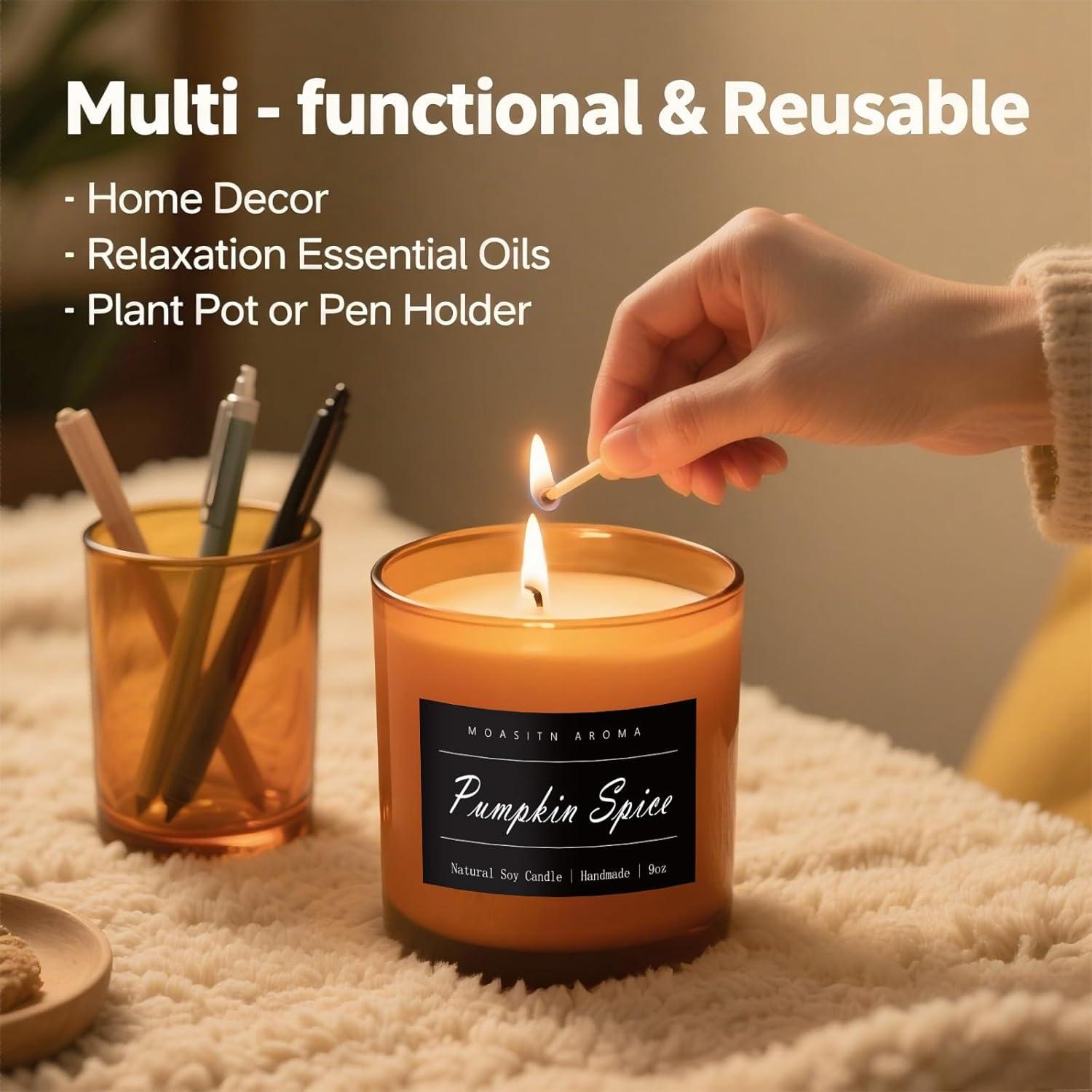 Vela Aromática MOASITN 255g Especias de Calabaza Hecha a Mano