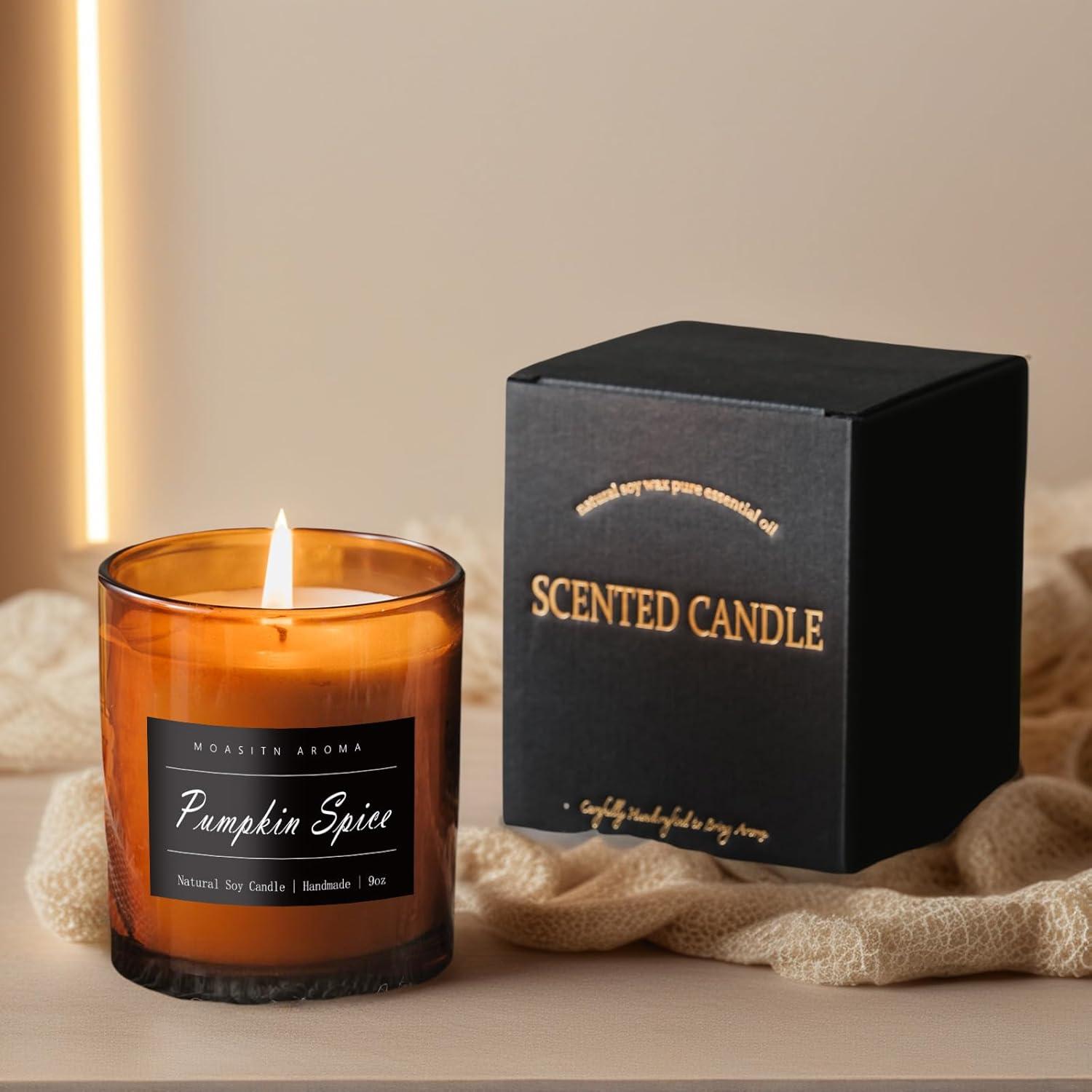 Vela Aromática MOASITN 255g Especias de Calabaza Hecha a Mano