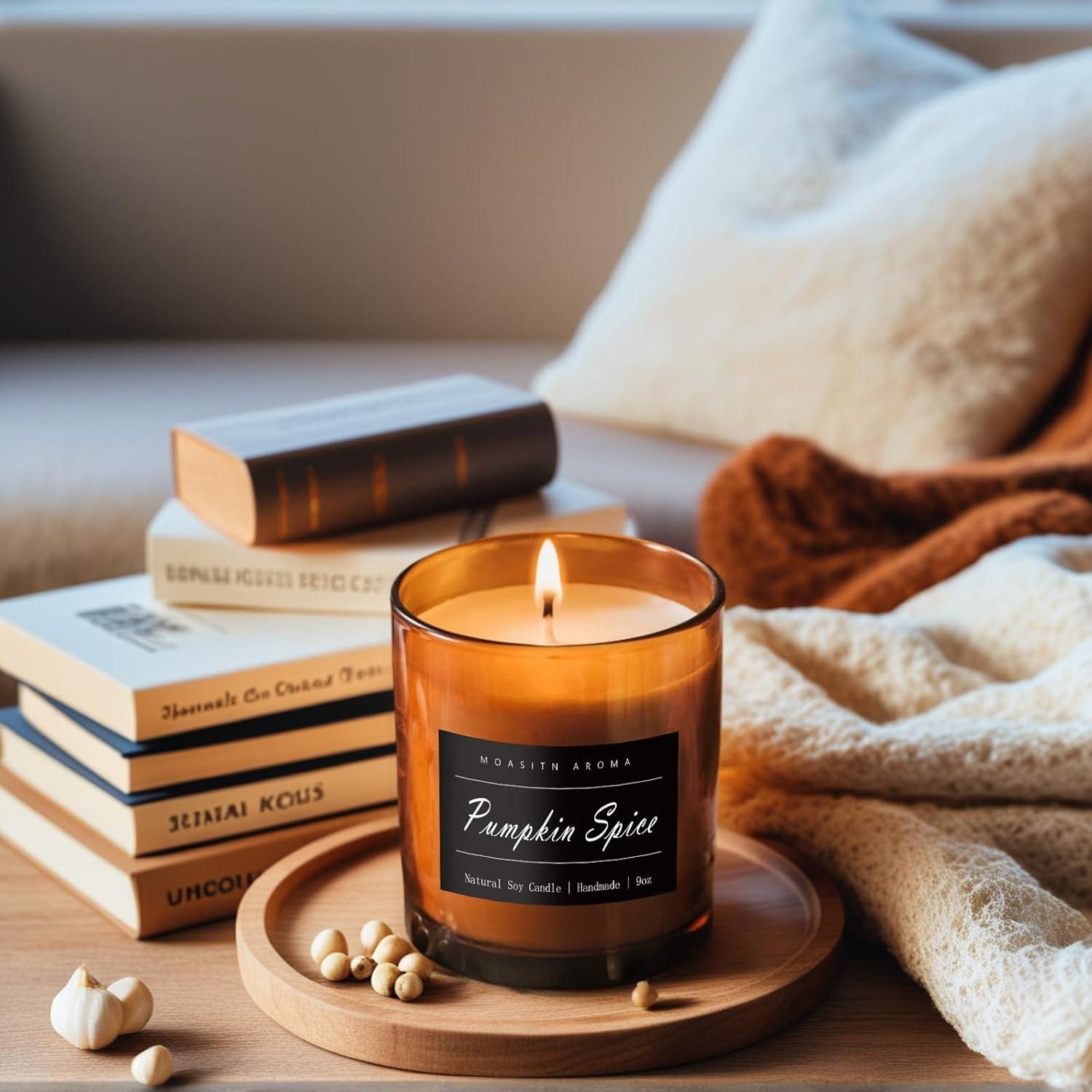 Vela Aromática MOASITN 255g Especias de Calabaza Hecha a Mano