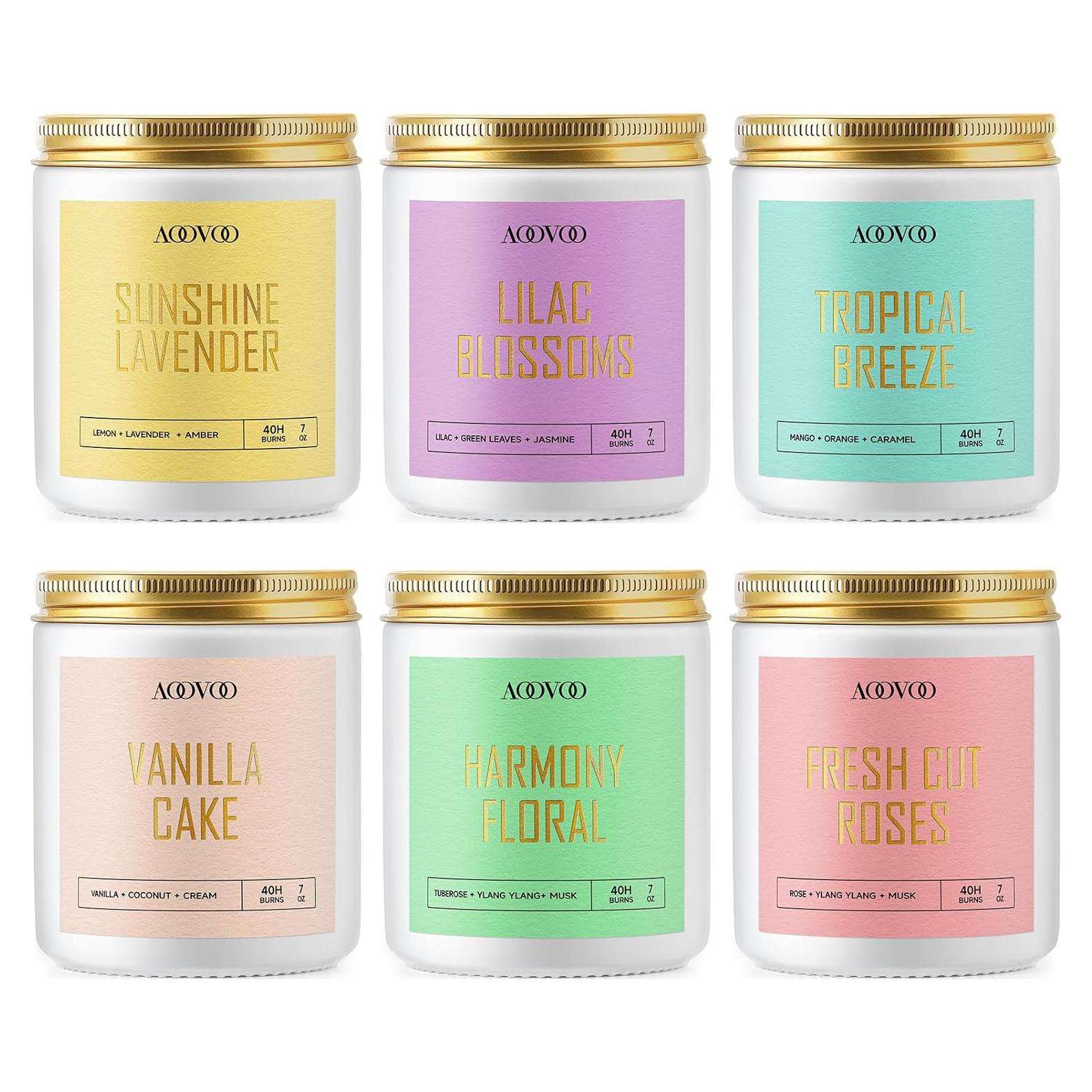 Conjunto de 6 Velas Aromáticas AOOVOO - Cera de Soja 1190g