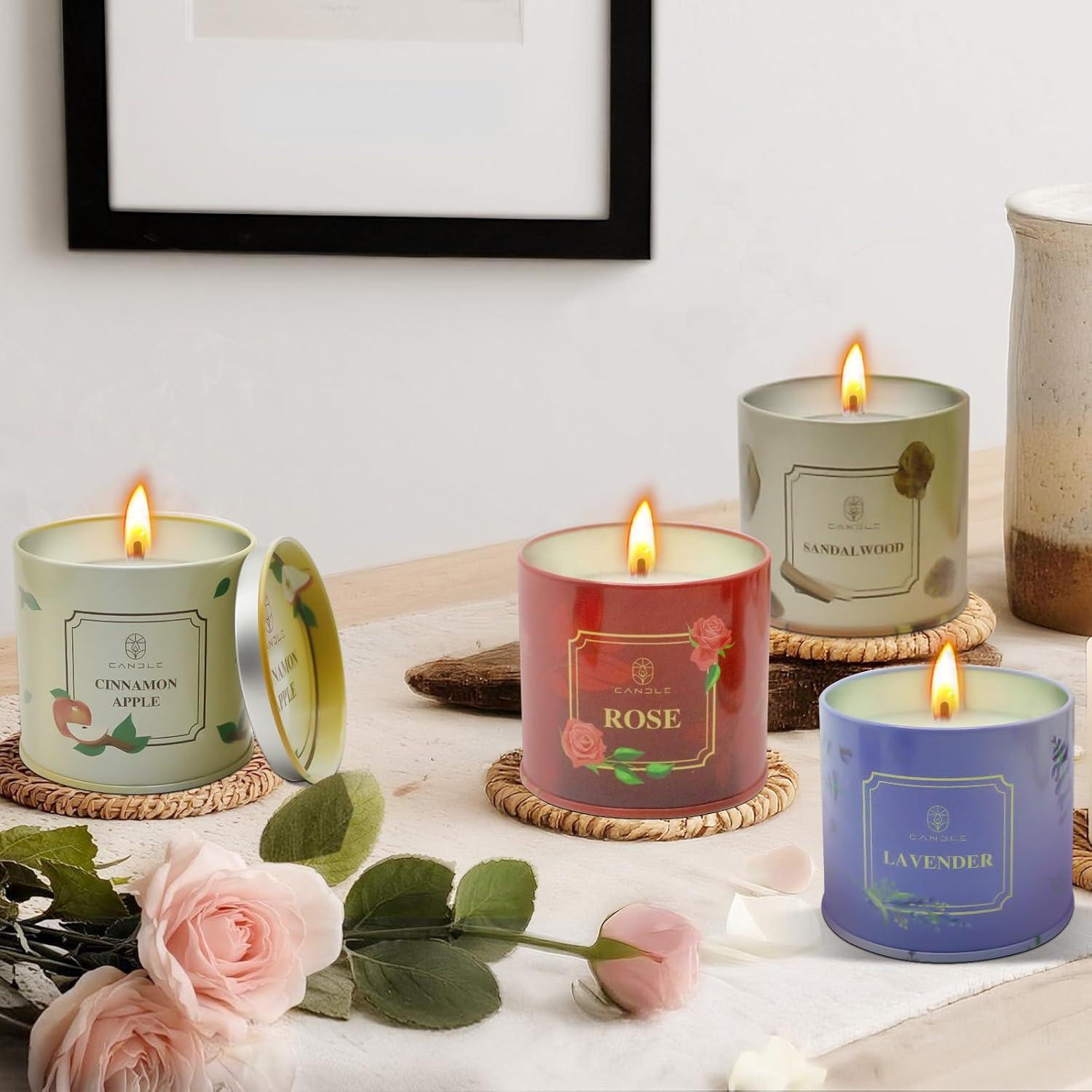 Juego de 4 Velas Aromáticas de Cera de Soja Lamway 184g