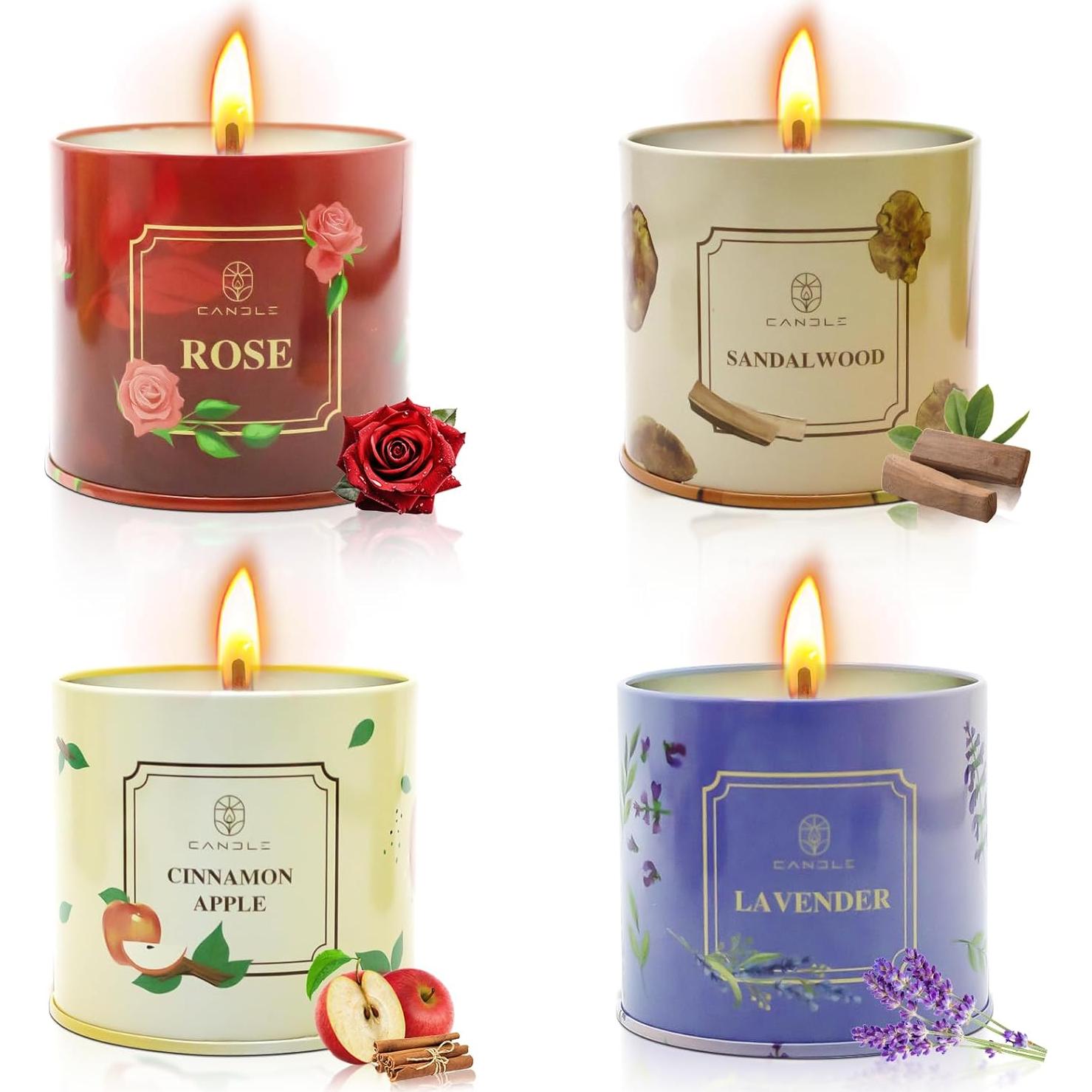 Juego de 4 Velas Aromáticas de Cera de Soja Lamway 184g