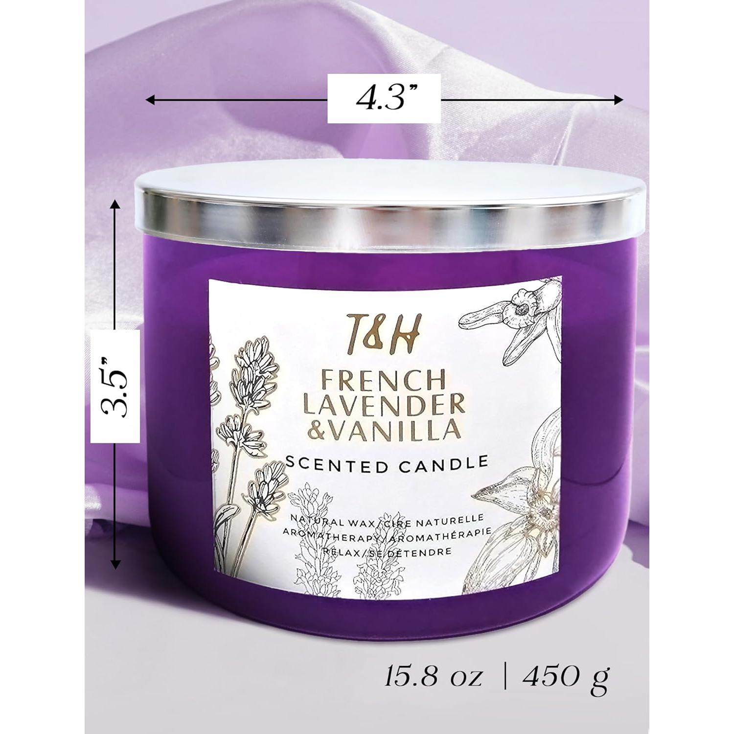 Vela Aromática T&H de Lavanda y Vainilla 3 Mechas 447.5 g