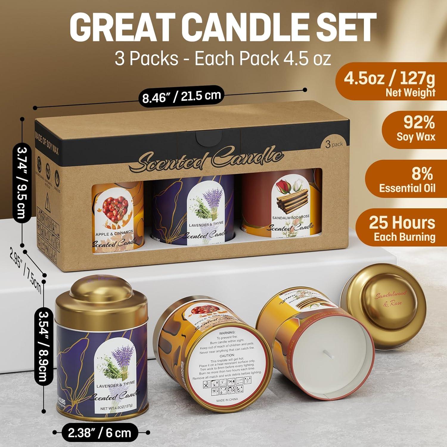 Juego de Velas Aromáticas Vortixx - 3 Aromas Naturales 127.6g