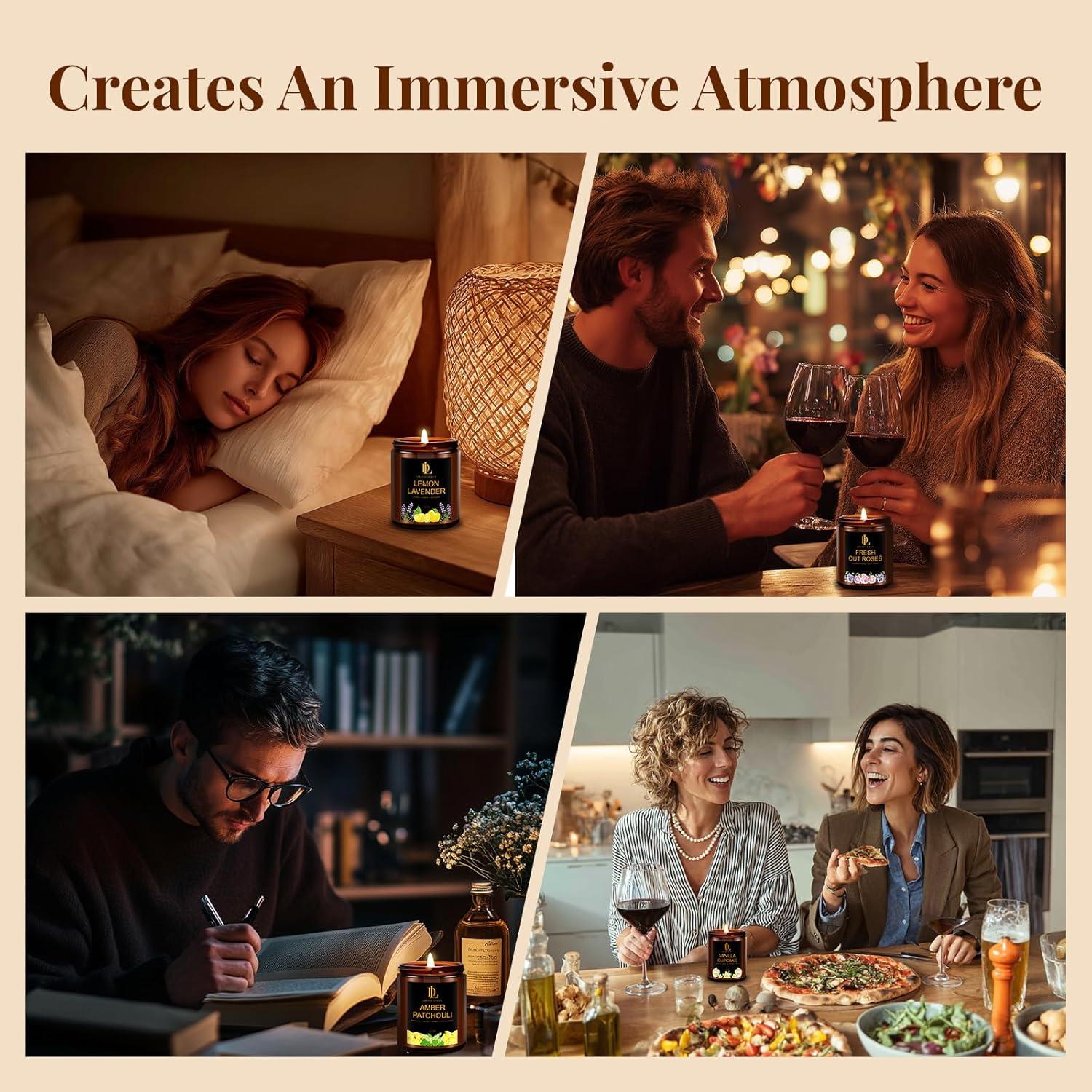 Juego de 4 Velas Aromáticas DL DREAMY DEWLA 793 g - Rosas, Lavanda, Vainilla, Pachulí