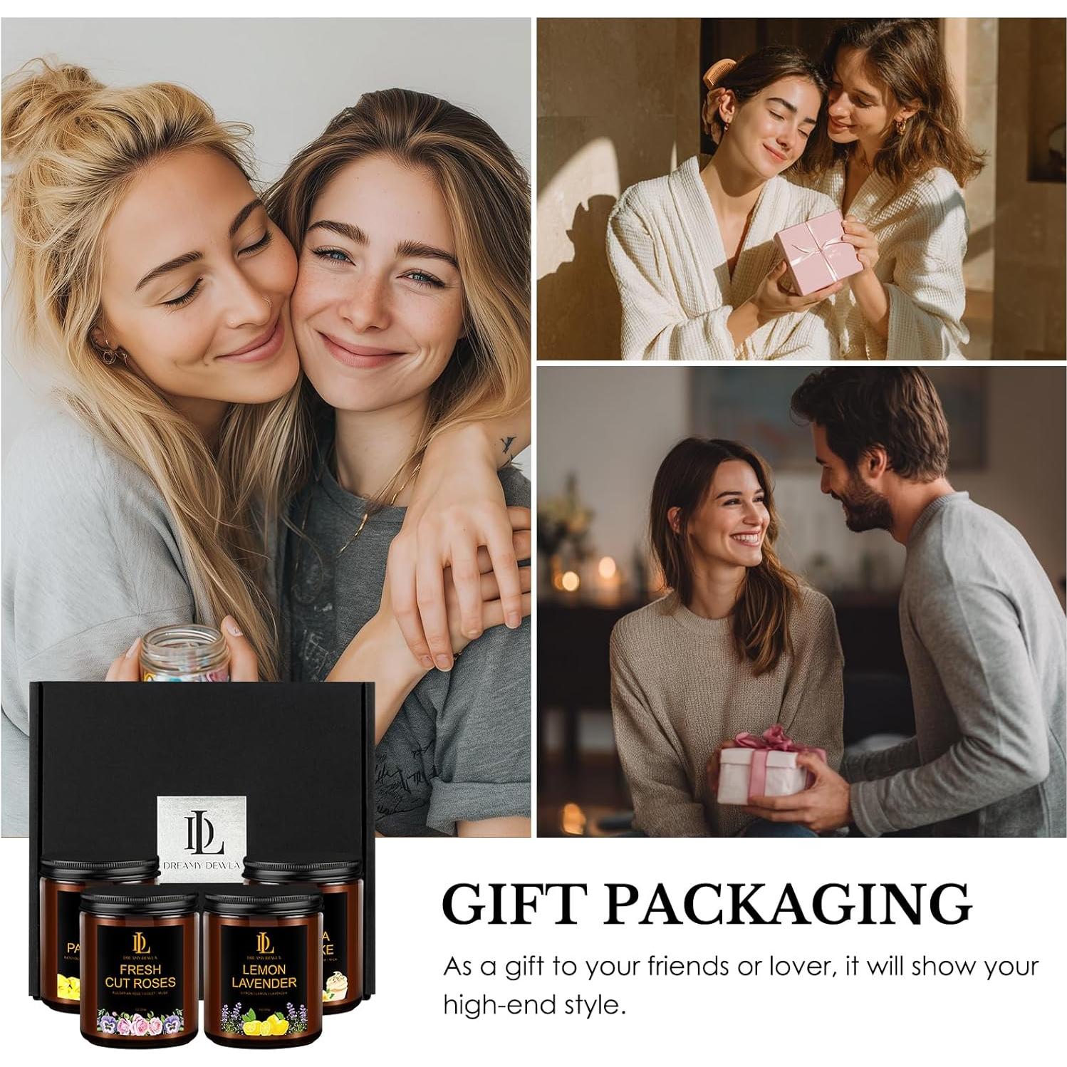 Juego de 4 Velas Aromáticas DL DREAMY DEWLA 793 g - Rosas, Lavanda, Vainilla, Pachulí