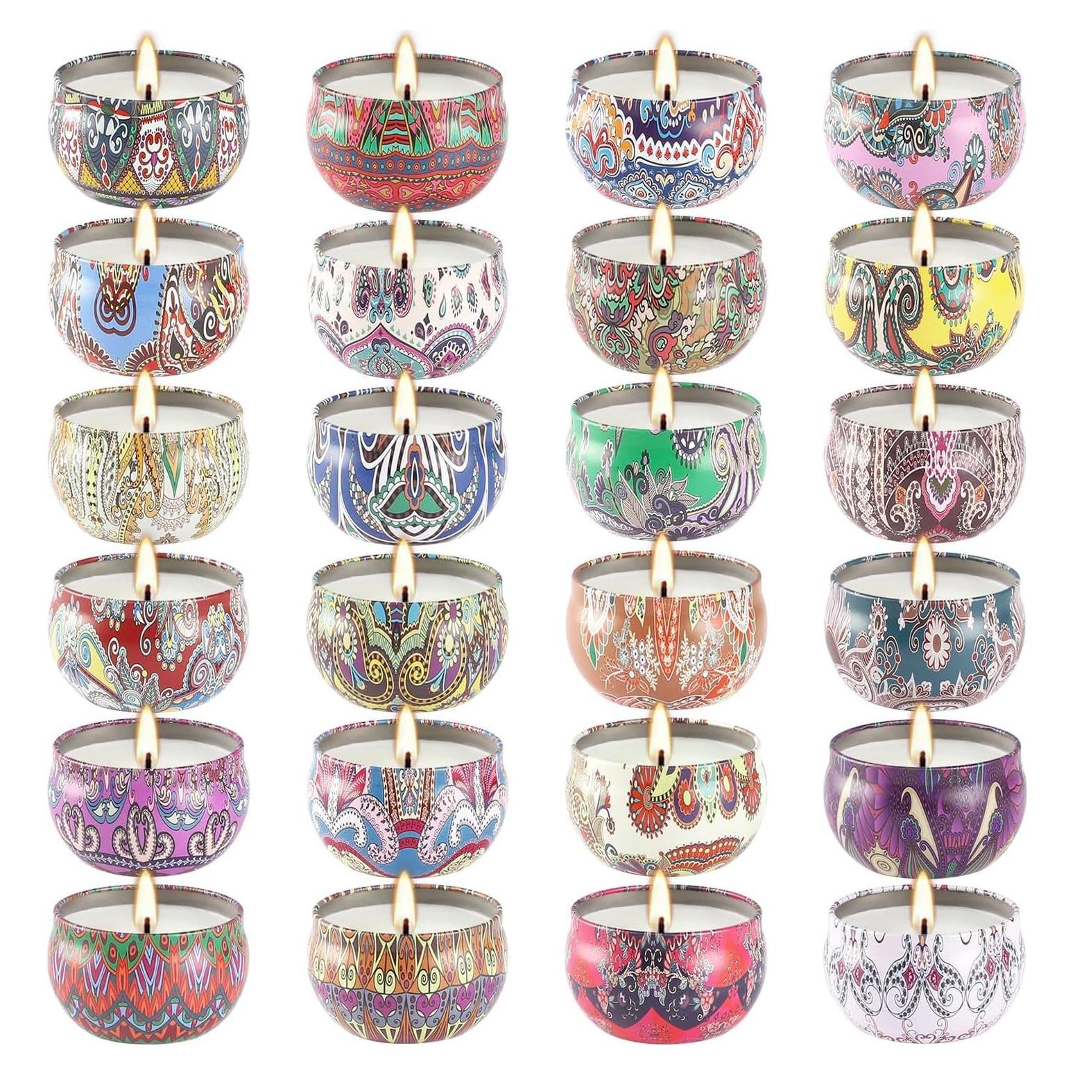 Juego de 24 Velas Aromáticas de Cera de Soja WPONSZU 70g