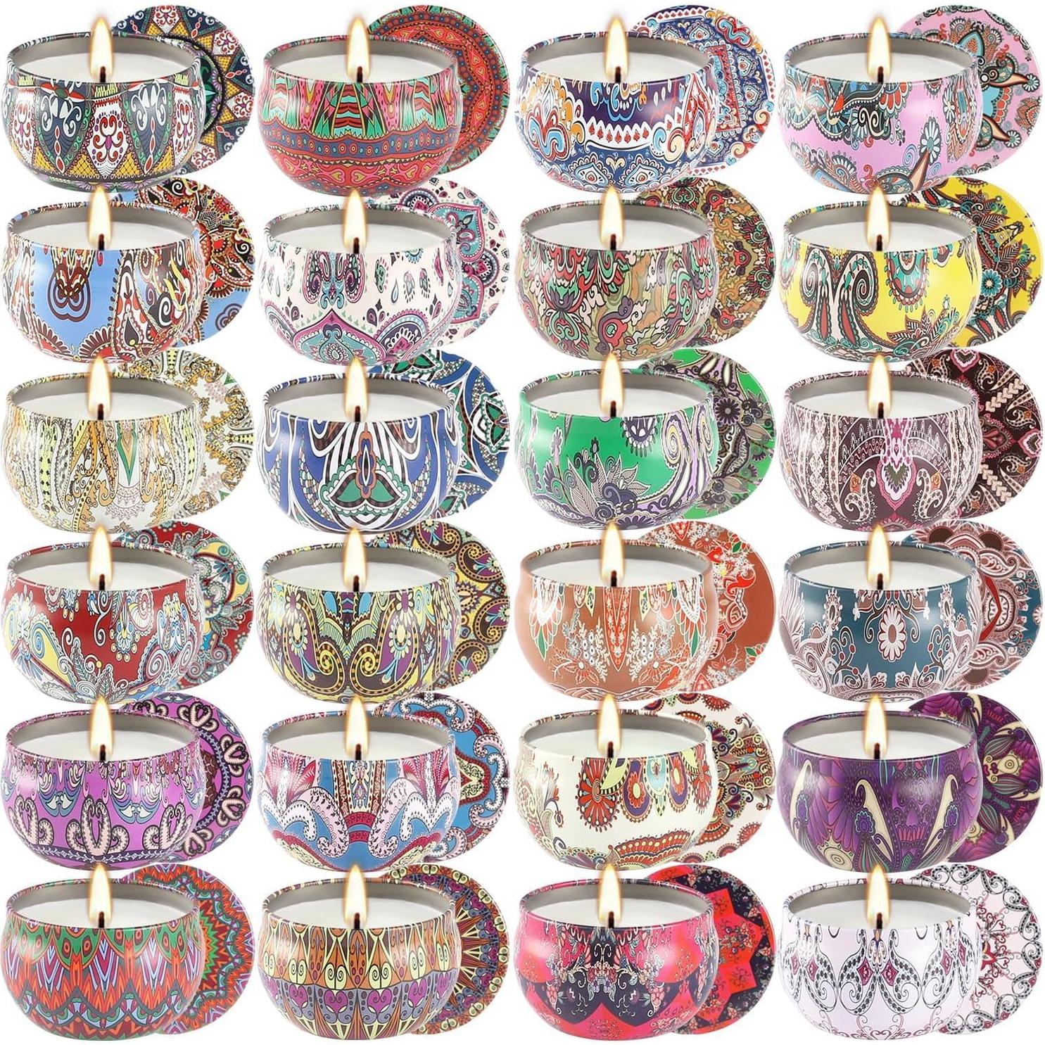 Juego de 24 Velas Aromáticas de Cera de Soja WPONSZU 70g