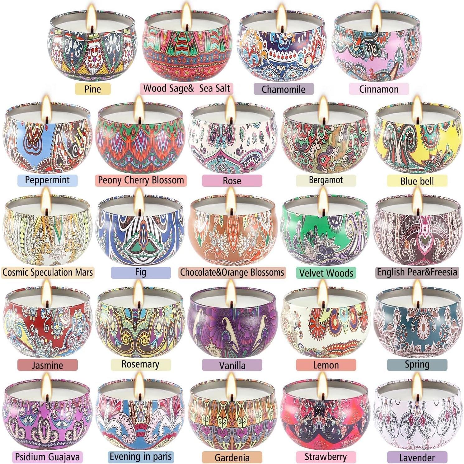 Juego de 24 Velas Aromáticas de Cera de Soja WPONSZU 70g