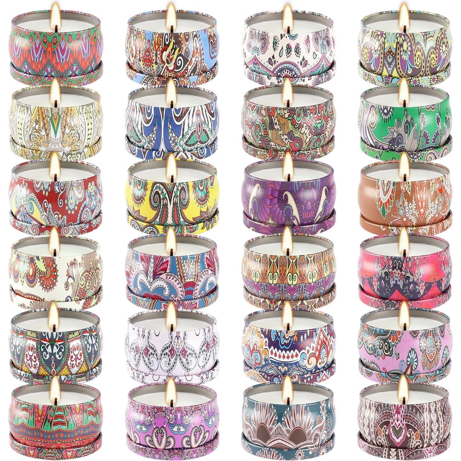 Juego de 24 Velas Aromáticas de Cera de Soja WPONSZU 70g