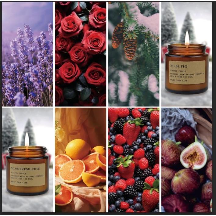 Set de 6 Velas Aromáticas de Cera de Soja Asoeosa - 150 Horas