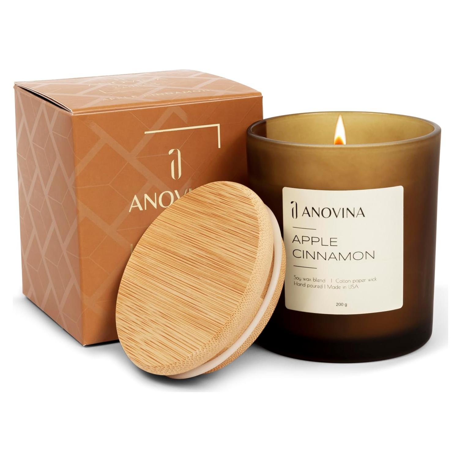 Vela Aromática Anovina Manzana Canela - Cera de Soja 10cm